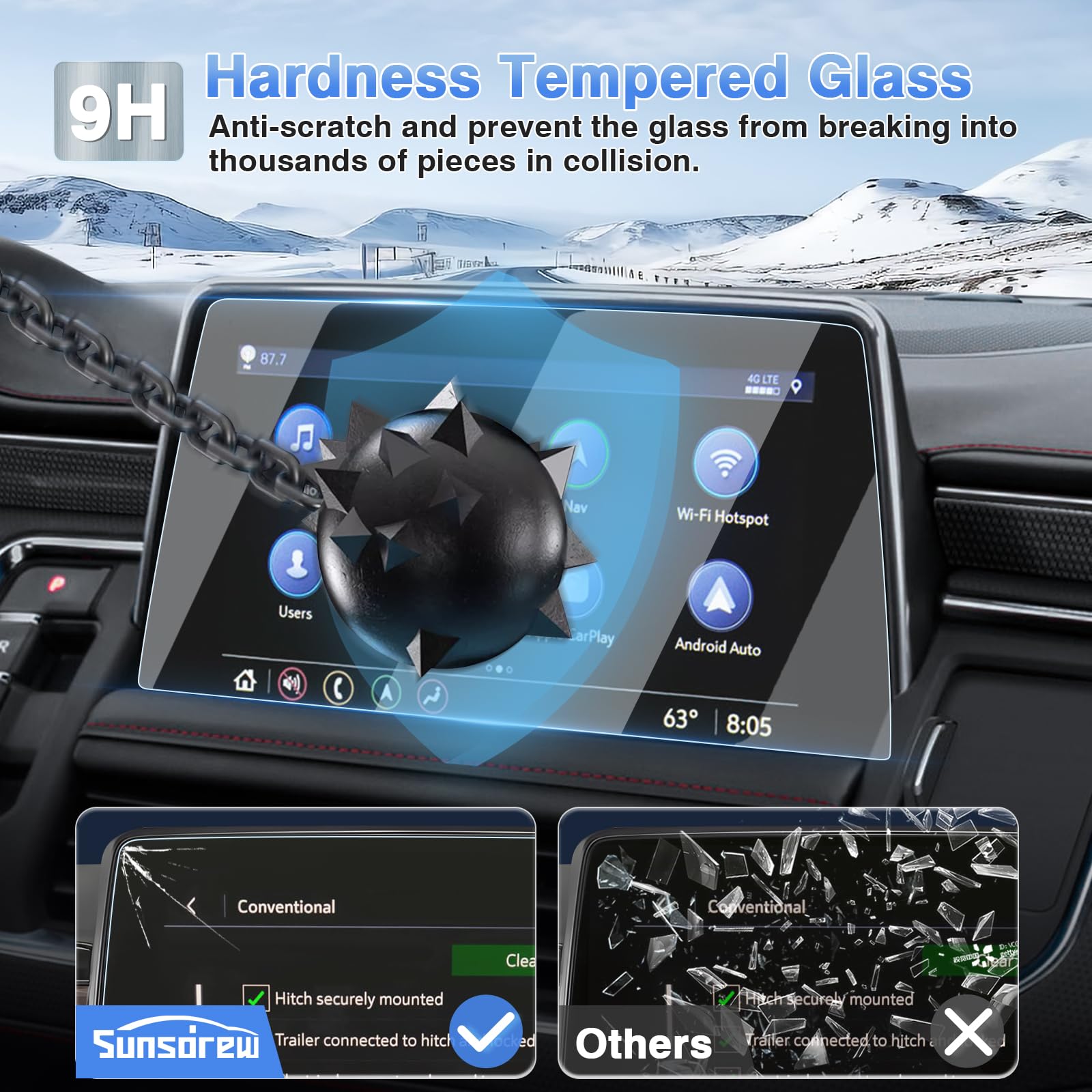 Sunsdrew 2Pcs Screen Protector For 2021 2024 2025 Chevy Tahoe/Suburban/Gmc Yukon Accessories 10.2 Inch Touch Screen Radio Display Protector 9H Tempered Glass Protective Film Anti Glare