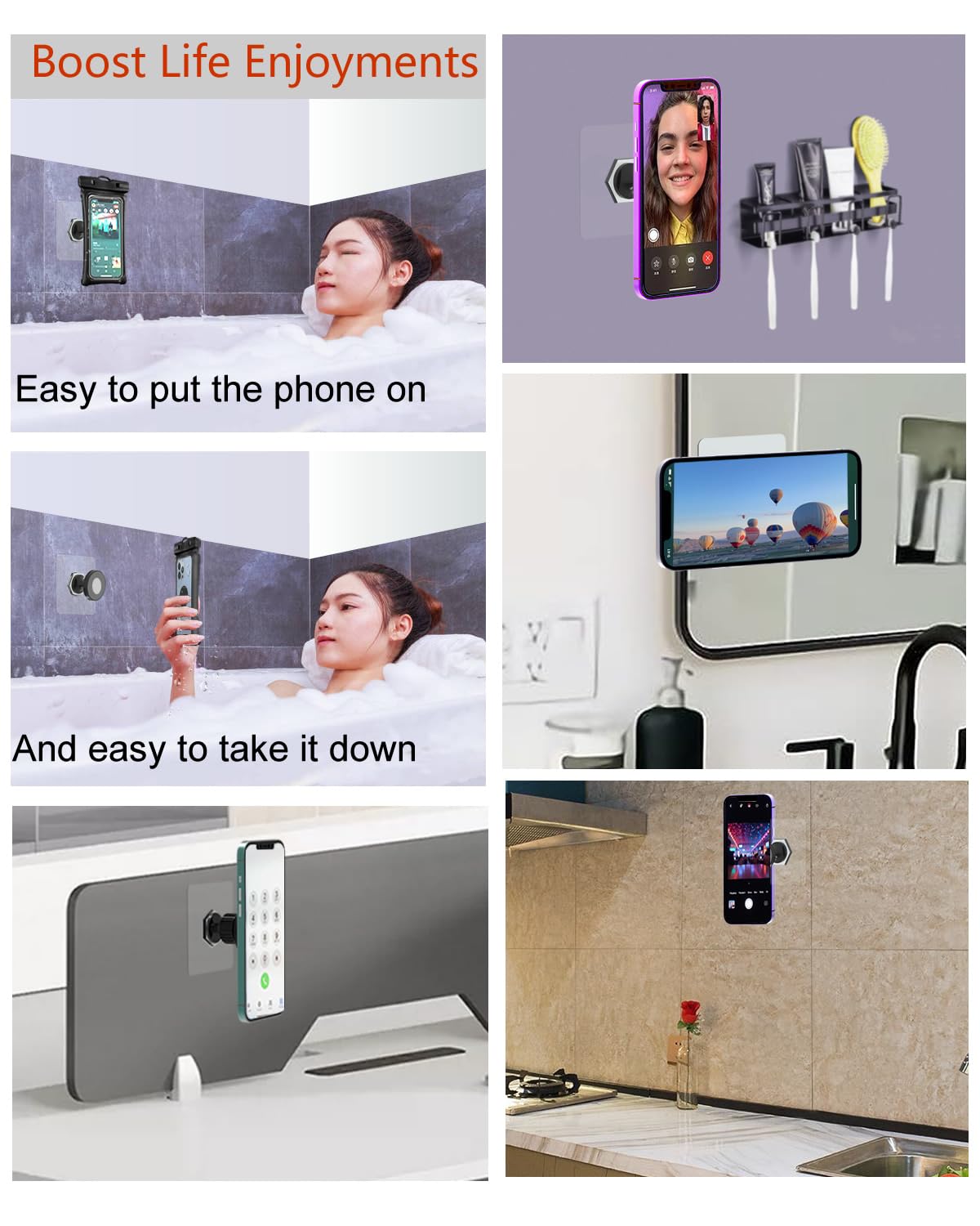 Oceanlove For Magsafe Wall Mount Magnetic Phone Holder, 2 Pack, Self-Adhesive, Rotatable Ball,Waterproof, Compatible With Iphone