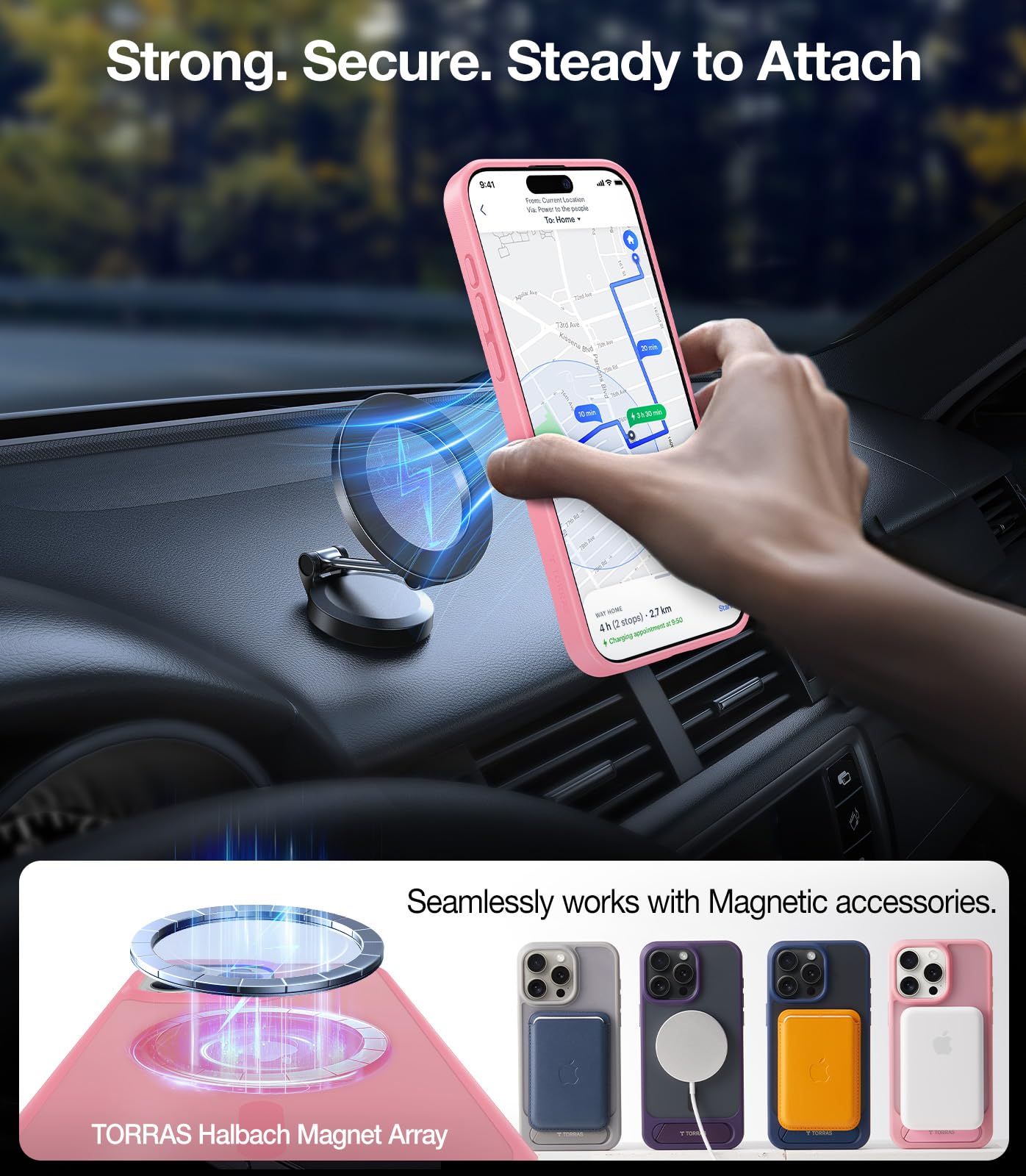 Torras Upgraded Magnetic & Stand For Iphone 15 Pro Case [Military Grade Drop Tested] [Compatible With Magsafe] Slim Thin Light F