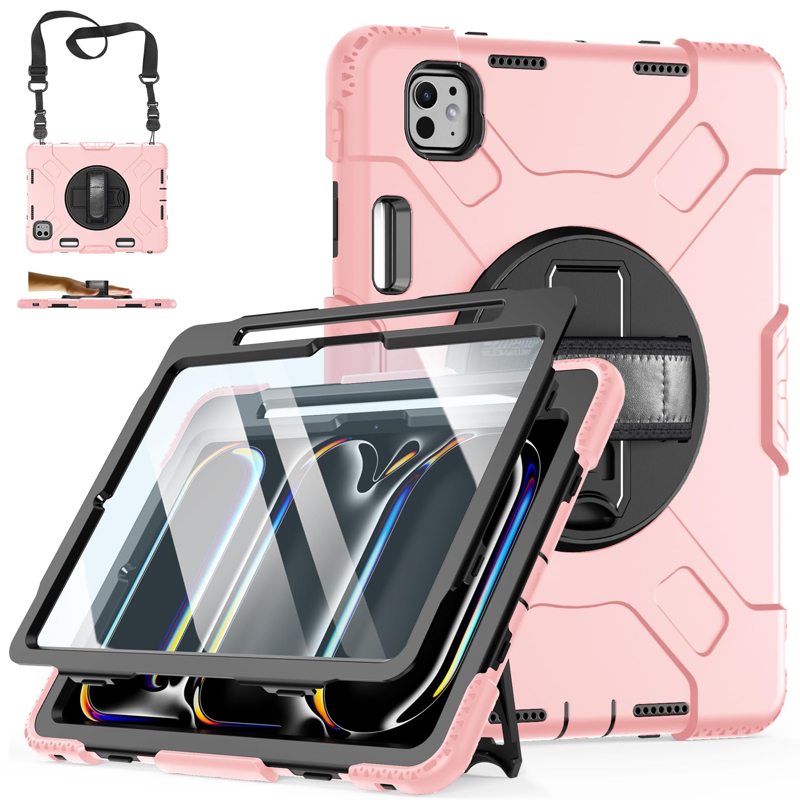 Case For Ipad Pro 11 M4 2024: Protective Cover For Ipad Pro 11 Inch 5Th Generation With Screen Protector  Stand  Handle  Shoulde