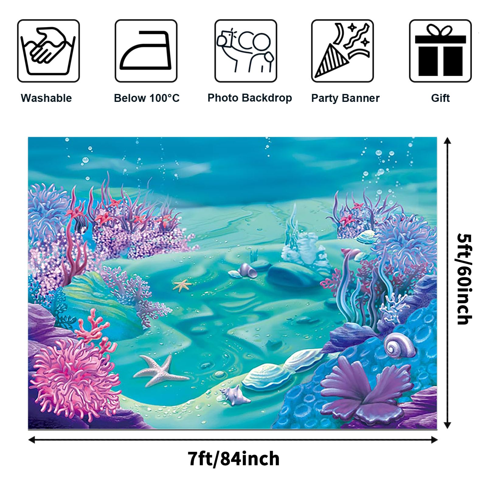 Avezano Under The Sea Mermaid Backdrop Deep Blue Sea Castle Shell Photography Background Child Kids Mermaid Themed Birthday Part