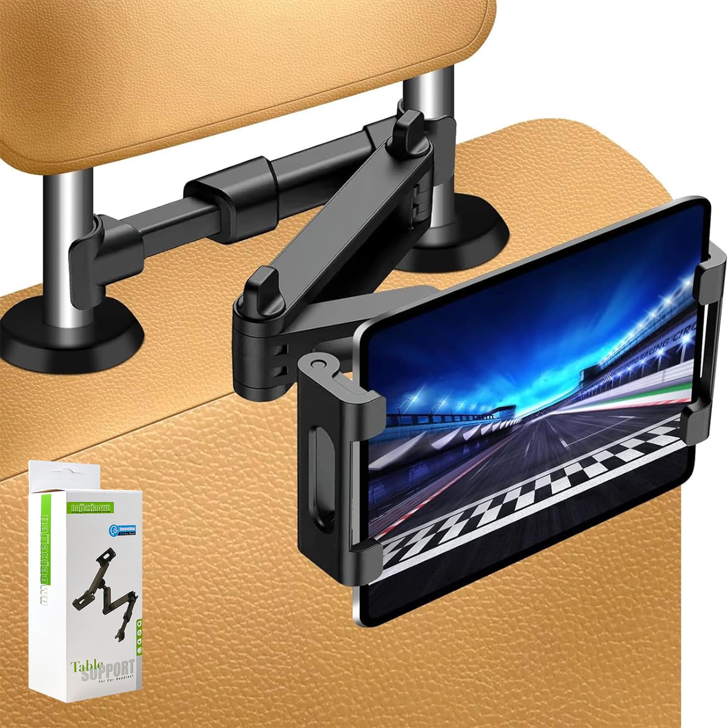 Najiaxiaowu Tablet Holder For Car,Ipad Headrest Mount For 5.5 18.4 Inch Tablet/Ipad/Phones Car Tablet Holder With 360Rotating Ad
