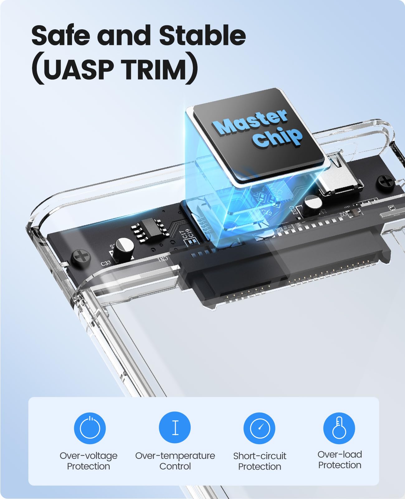 Orico 2.5 Inch Hard Drive Enclosure Sata To Usb C 3.1 6Gbps External Hard Drive Case For 7/9.5Mm Hdd/Ssd Support Uasp Up To 6Tb