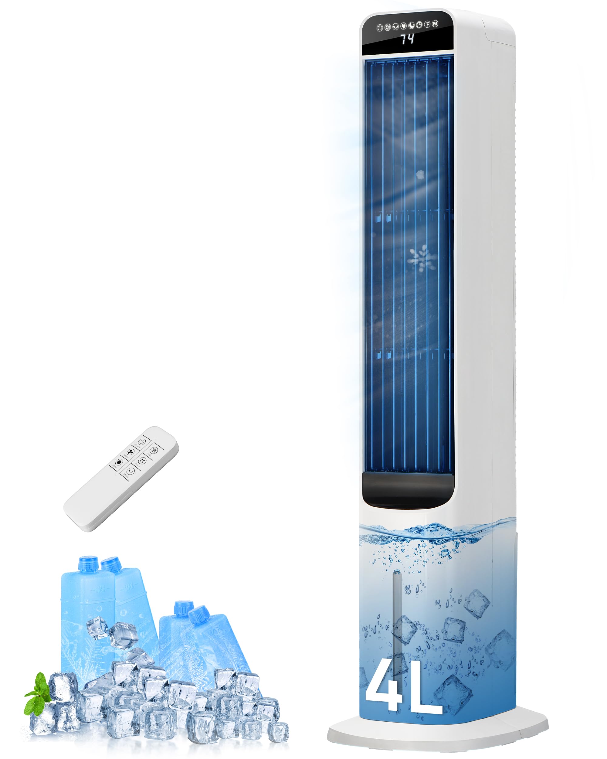Uthfy 41 INCH Portable Air Conditioners, 3-in-1 Swamp Cooler with 120 Oscillation, 28ft/s, Cooling Fans that Blow Cold Air 4 Mod