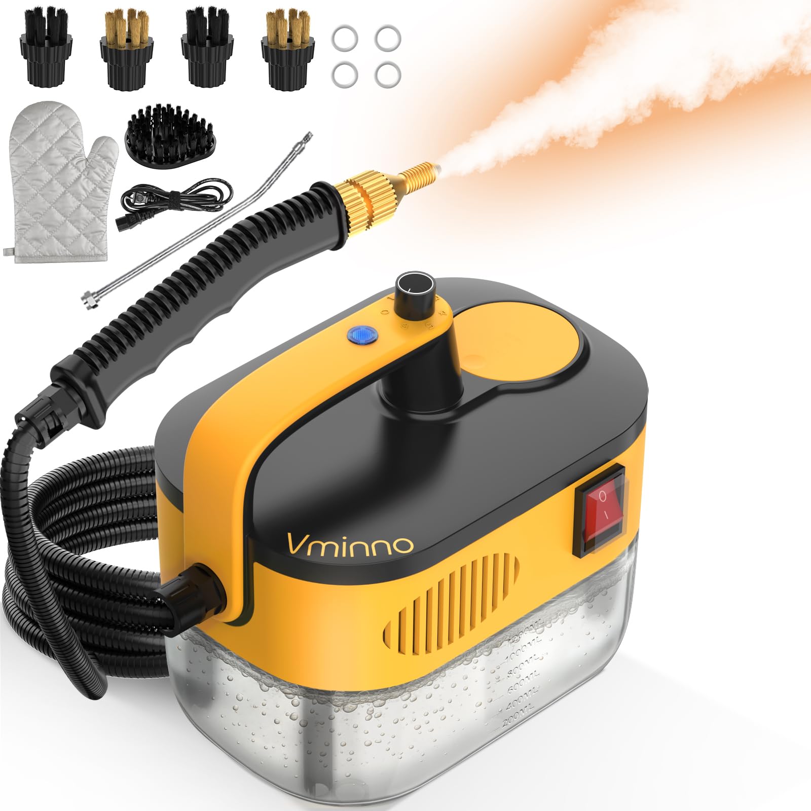 Heavy Duty Steam Cleaner for Home, Fast Heating & 1.2L Tank Handheld Steam Cleaner, 6-Level Adjustable Pressurized Steamer for C
