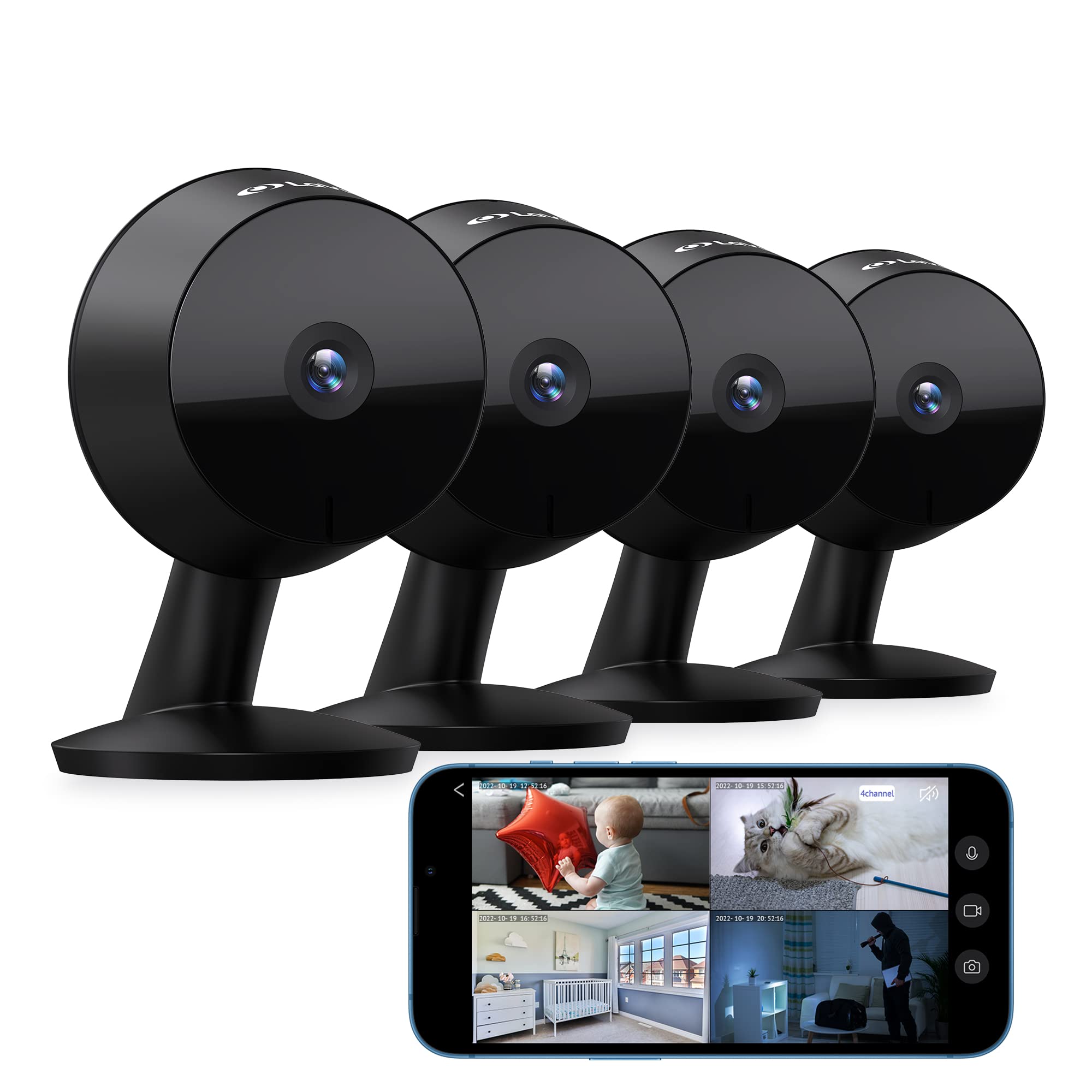 Laview 4Mp 2K Cameras For Home Security Indoor,Home Security Camera For Baby/Elder/Pet/Nanny,Baby Cam Starlight Sensor Color Nig