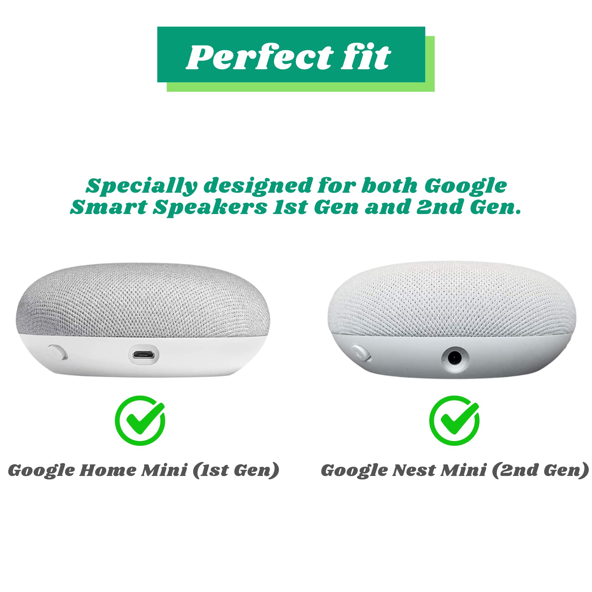 Sintron 2X Outlet Wall Mount Holder For Google Nest Mini And Google Home Mini, A Space Saving Accessories With Cord Management F