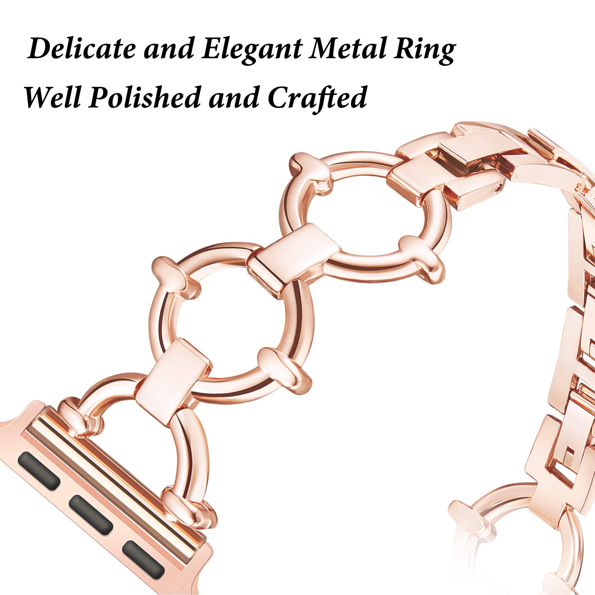 G Ficu Ring Shaped Band Compatible With Apple Watch Band 41Mm 40Mm 38Mm Iwatch Series 8 7 6 Se 5 4 3 2 1, Light Cute Slim Metal