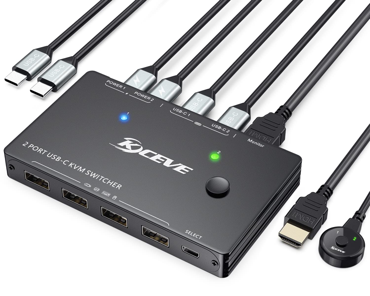 Usb C Kvm Switch 4K@60Hz,Mleeda Usb C Switch 2 Computers Share 1 Monitor And 4 Usb Devices,Compatible With Thunderbolt 3,With 10