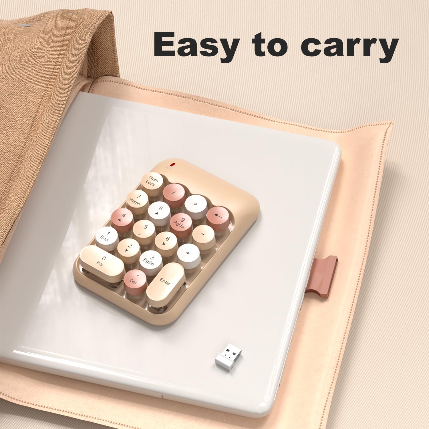 Mofii Wireless Number Pads   Milktea Numeric Keypad 18 Keys Usb 2.4G Round Keycap Colorful Extensions Keypads, Financial Account