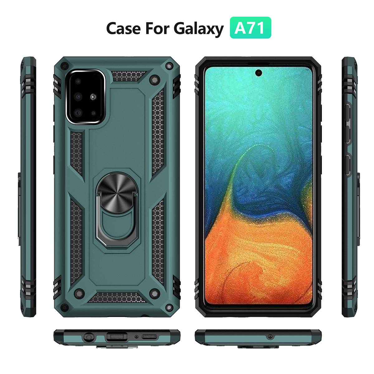 A71 4G Case, Phone Case For Samsung Galaxy A71 4G Case,With Kickstand Ring,Adjustable Stand,Military Grade,Heavy Duty Protection