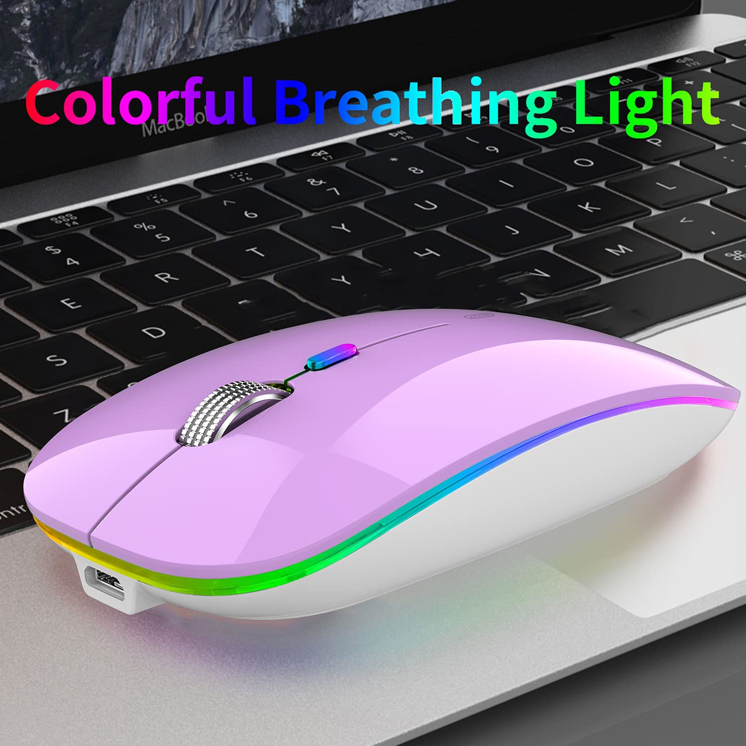 Uiosmuph Led Wireless Mouse, G12 Slim Rechargeable Wireless Silent Mouse, 2.4G Portable Optical Computer Mice With Usb Receiver