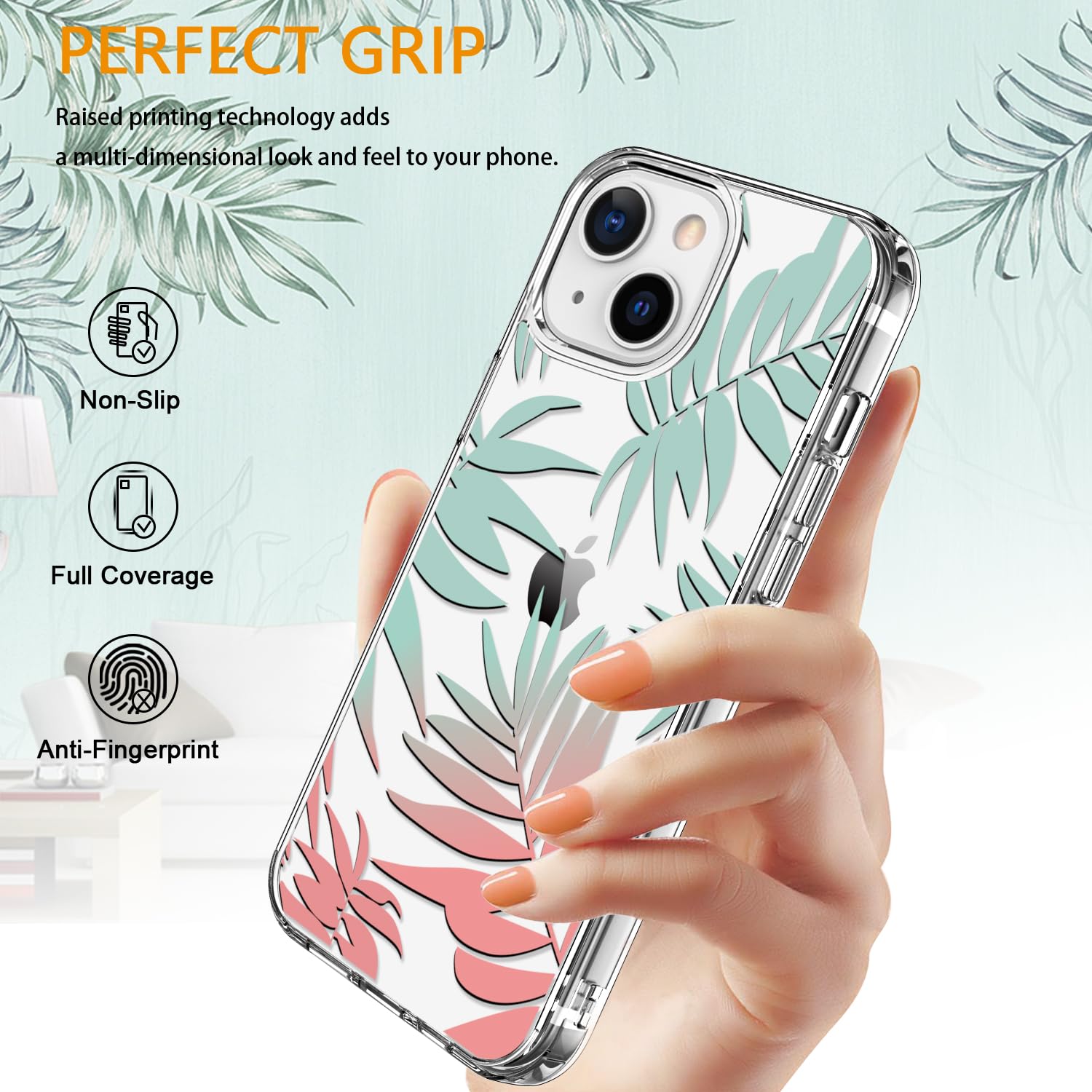 Luhouri For Iphone 15 Plus Case With Screen Protector   Crystal Clear Cover  Fashionable Pattern Design  Wireless Charging  Slim