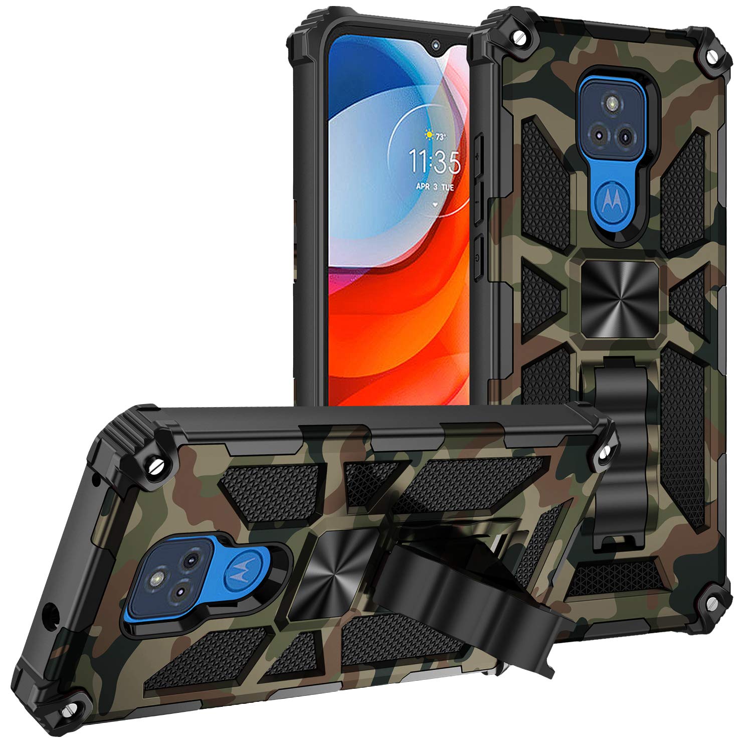 Lokyoo For Moto G Play Case 2021, Military Grade, Drop Tested Cover, Built In Kickstand Compatible With Magnetic Car Mount, Prot