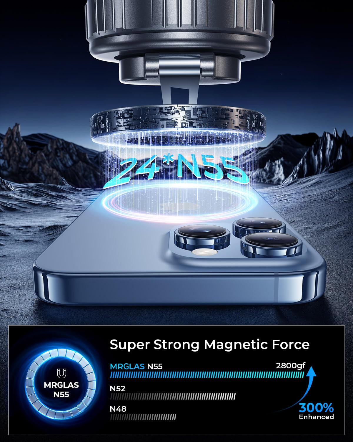 Mrglas 2025 Upgraded 360 Rotation Vacuum Magnetic Phone Holder Stand,For Magsafe Suction Cup Phone Mount [89+Lbs Strongest Sucti