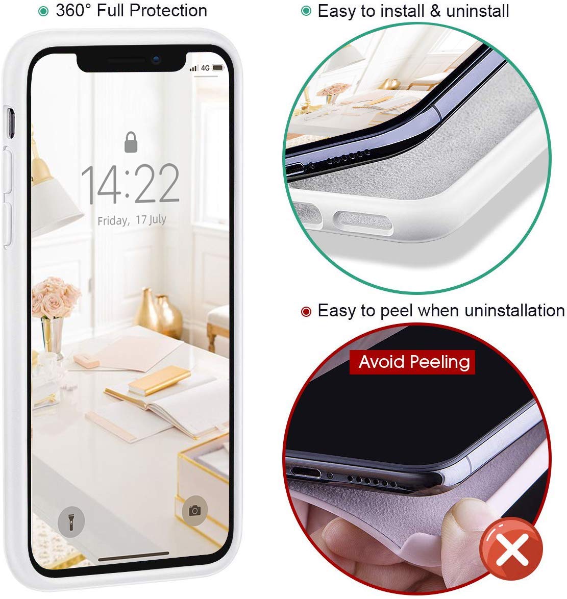 Icesword Iphone 11 Case White, Thin Liquid Silicone Case, Soft Silk Microfiber Cloth, Matte Pure White, Gel Rubber Full Body, Co