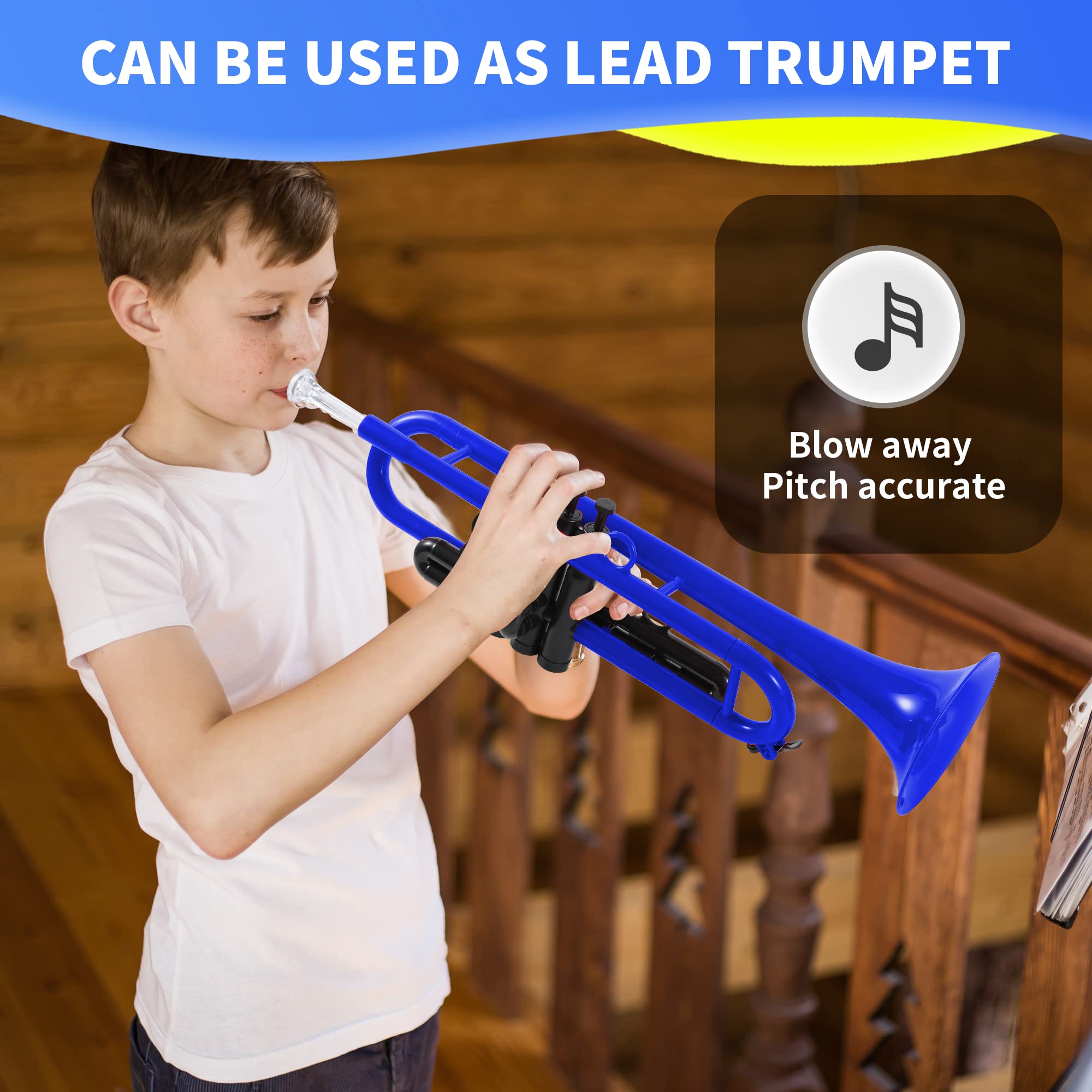 Pampet Professional Plastic Bb Trumpet Standard Trumpet Set For Student Beginner With 7C Mouthpiece And 3C Mouthpiece,Bb Trumpet