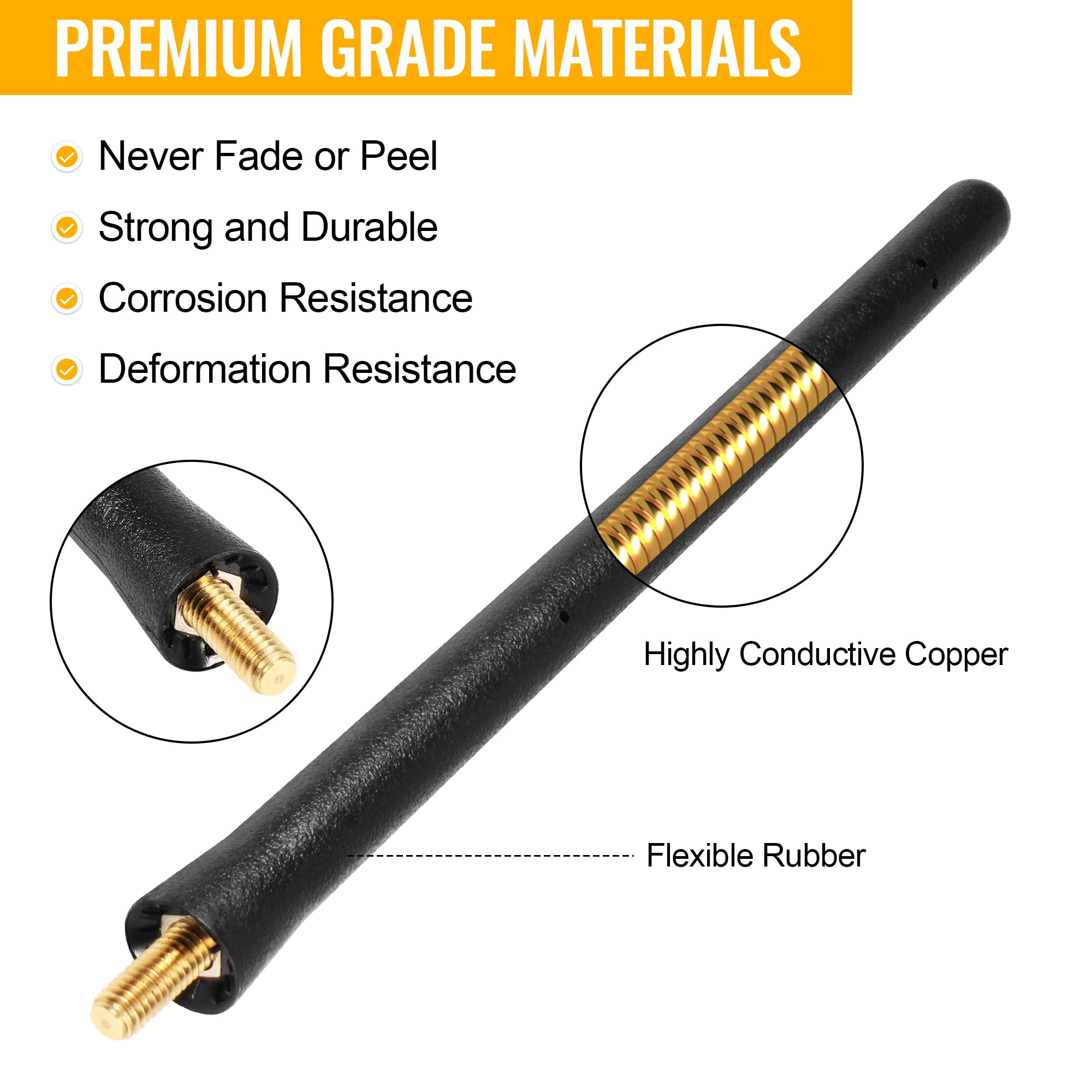 Ksaauto Short Antenna For 2009 2024 Ford F150 2017 2024 Ford F250, Car Antenna Replacement For Fm Am Reception, Flexible Rubber