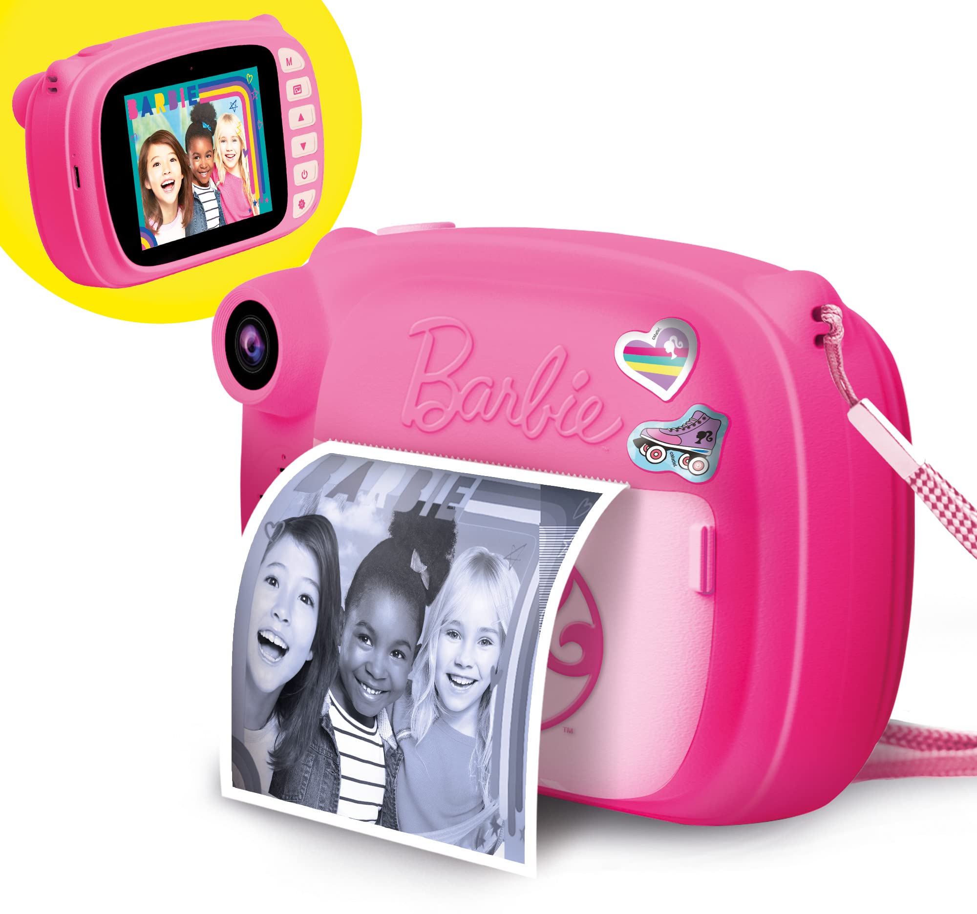 Lisciani - Barbie Print Cam - 3-in-1 Instant Camera Barbie- for Kids from 5 Years Old - Prints 180 Photos - Large Colour Screen