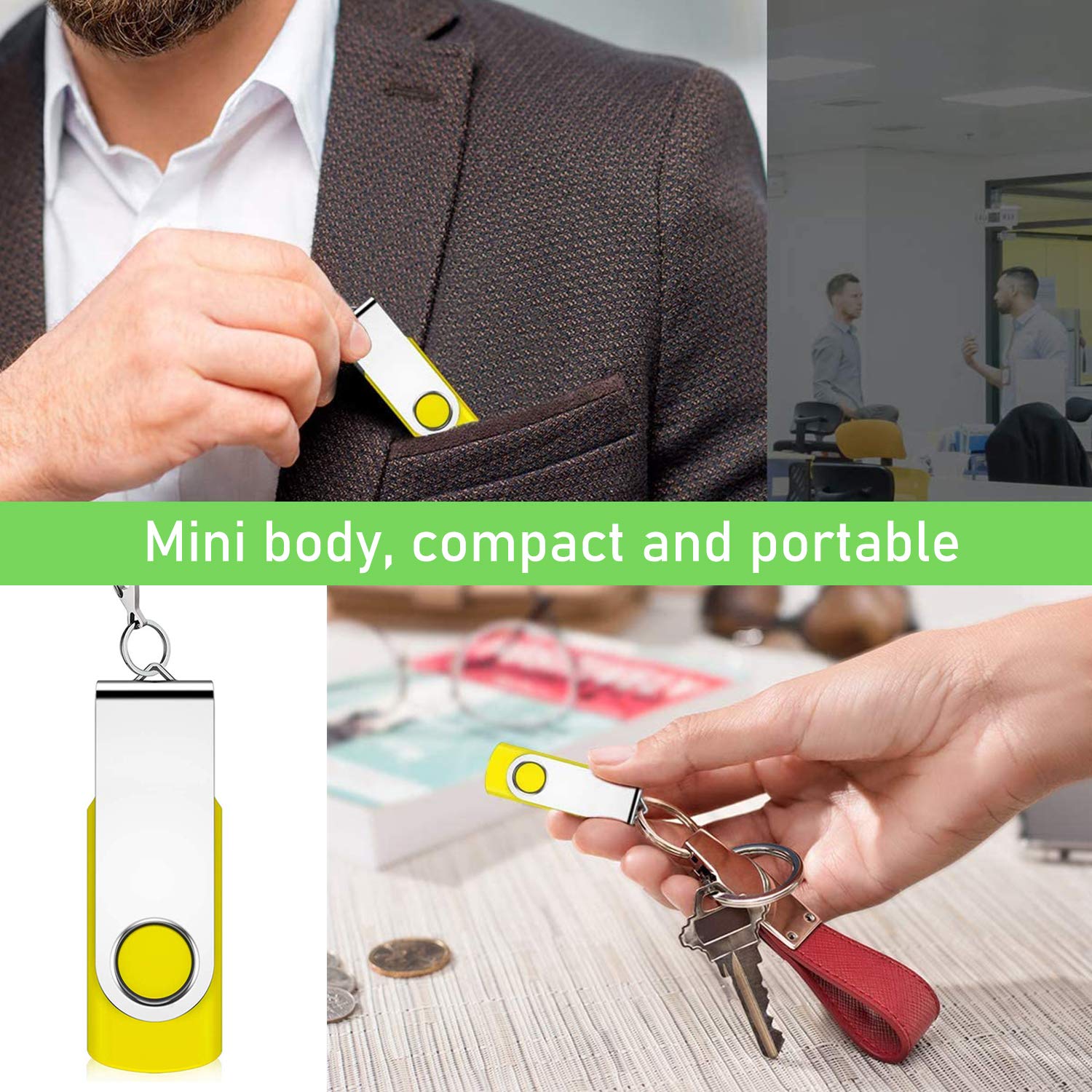 Usb Flash Drive 8Gb 10 Pack, Thumb Drives Memory Stick Usb 2.0 Bulk Swivel Jump Drive Zip Drive With Led Indicator For Data Stor