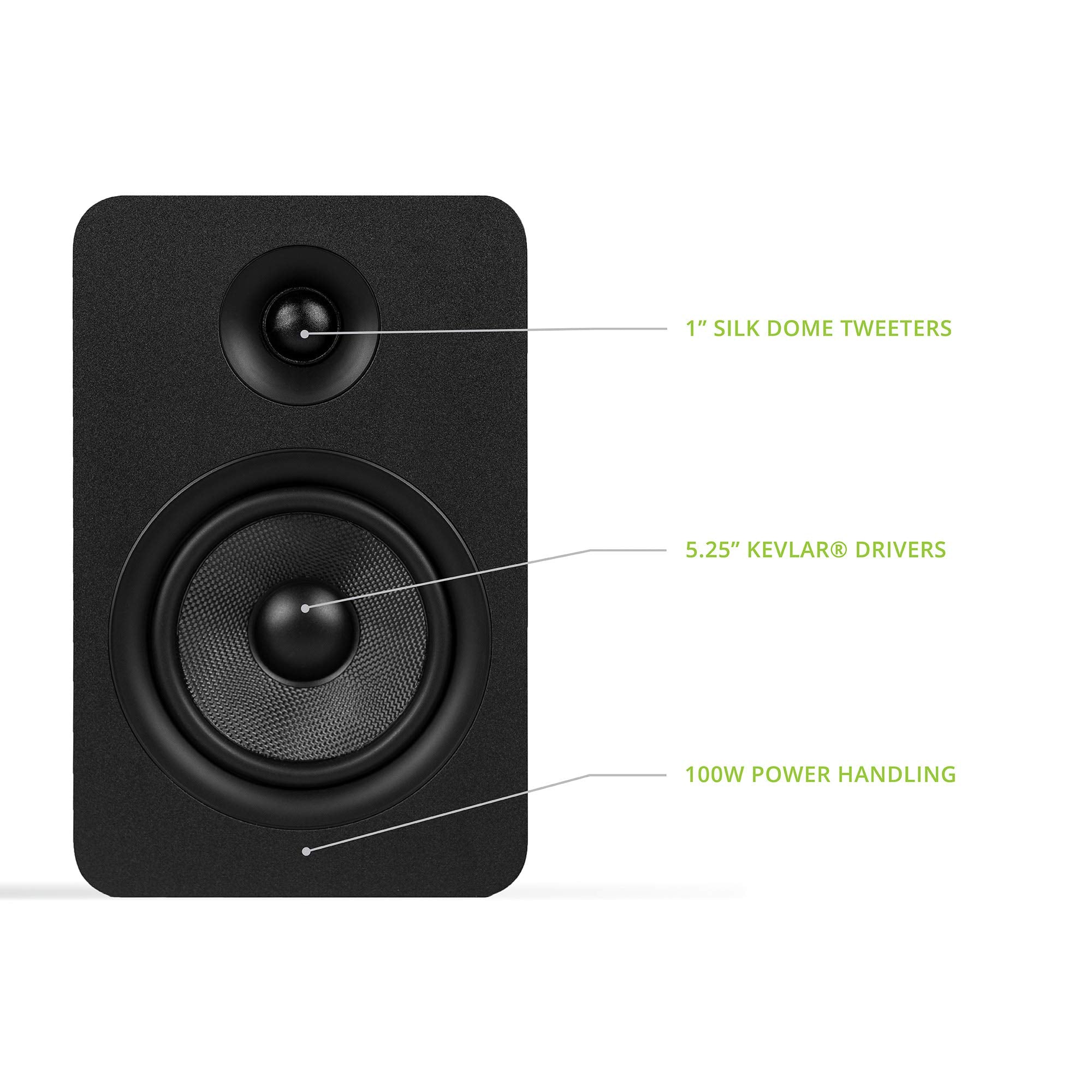 Kanto Yu Passive 5.25'' Passive Bookshelf Speakers With 1'' Silk Dome Tweeter | External Amplifier Required | Pair | Matte Black