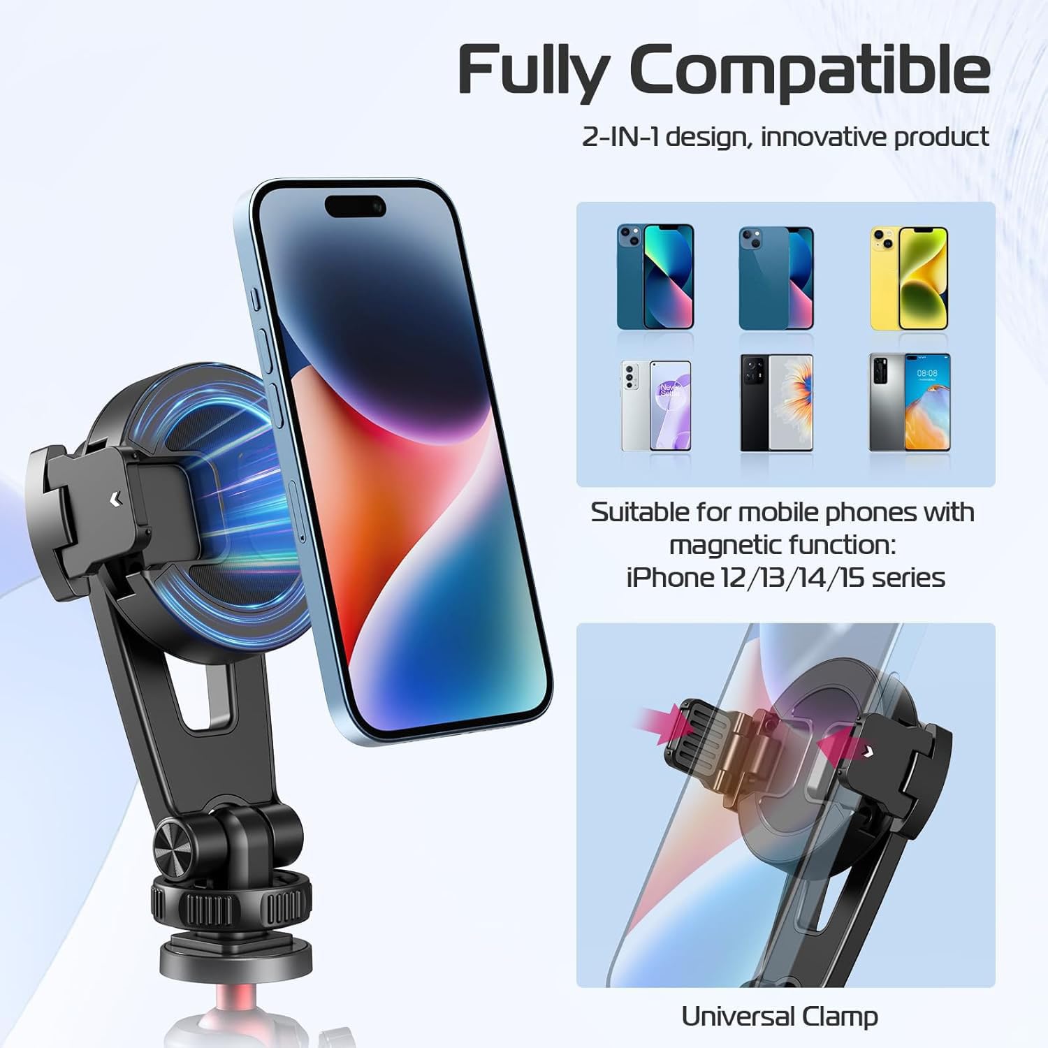 Ulanzi Magnetic Iphone Tripod Mount Ma47, Magnet Phone Holder Adapter Tripod Clamp Compatible With Magsafe For Iphone 12 13 14 1