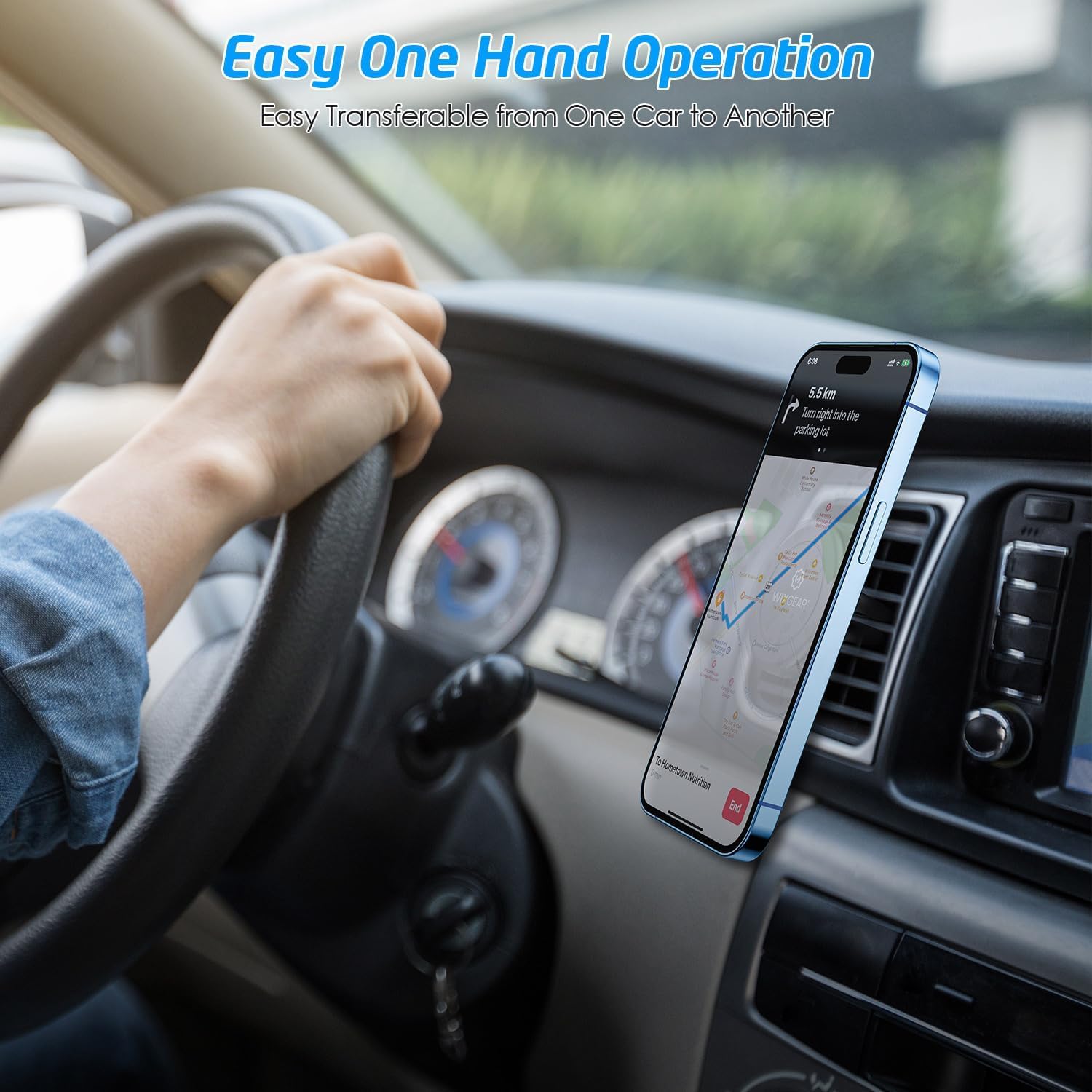 Wixgear Universal Air Vent Magnetic Phone Car Mount Holder With Fast Swift-Snap Technology For Smartphones And Mini Tablets, Bla