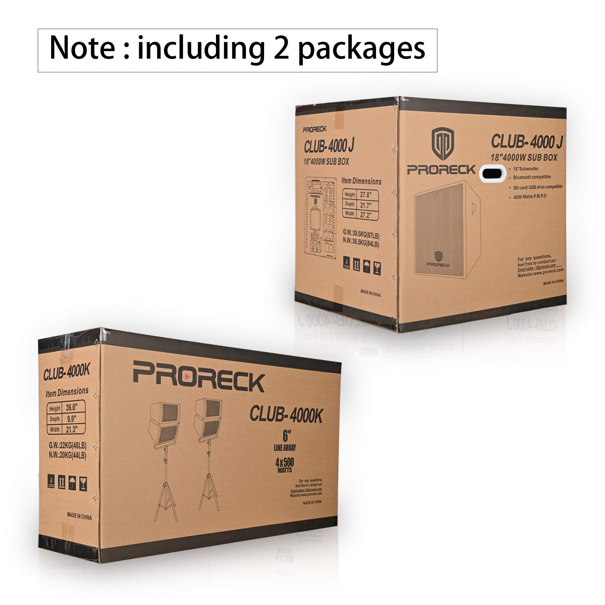 Proreck Club 4000 18 Inch 4000W P.M.P.O Stereo Dj/Powered Pa Speaker System Combo Set Line Array Speaker And 18 Inch Active Subwoofer With Bluetooth/Usb/Sd Card/Remote Control