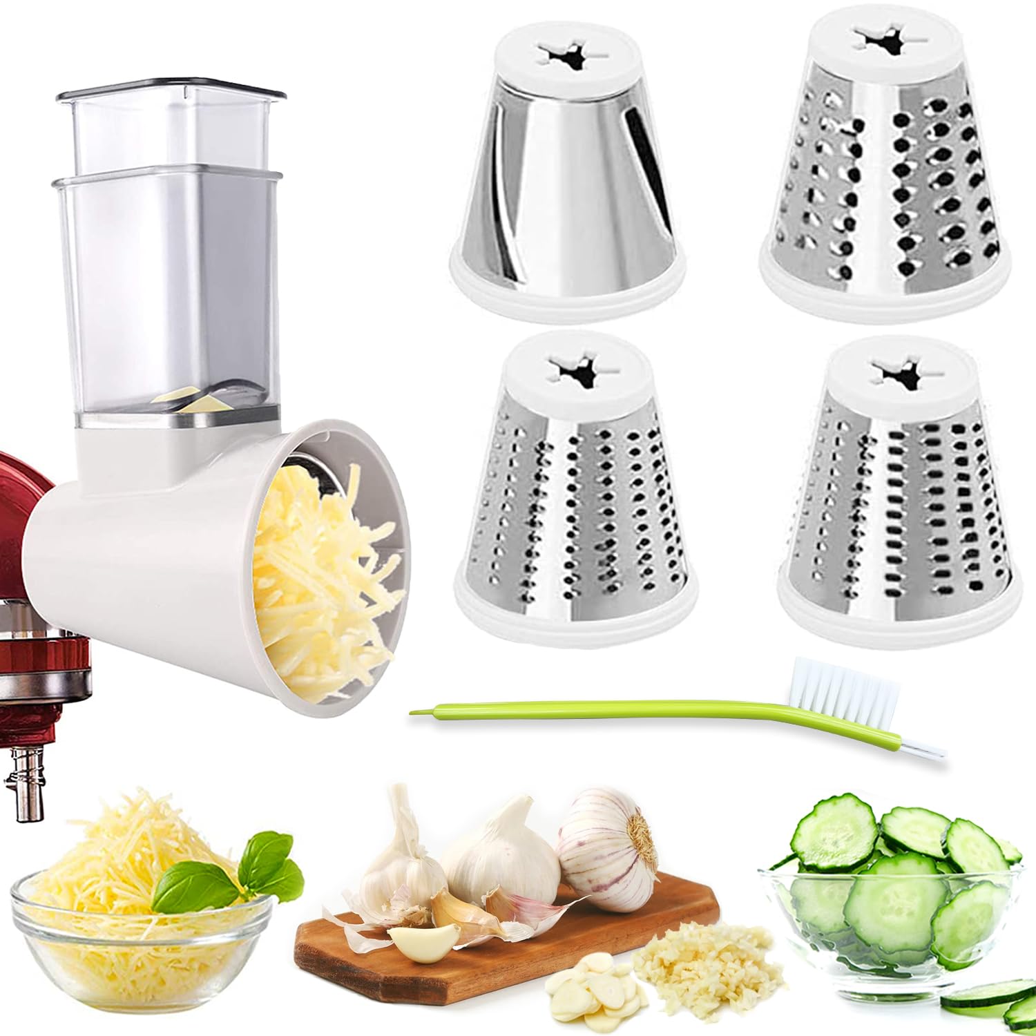 Cheese Slicer Shredder Attachments For Kitchenaid Stand Mixers, Food Slicers Cheese Grater Attachment, Salad Maker Accessory Veg