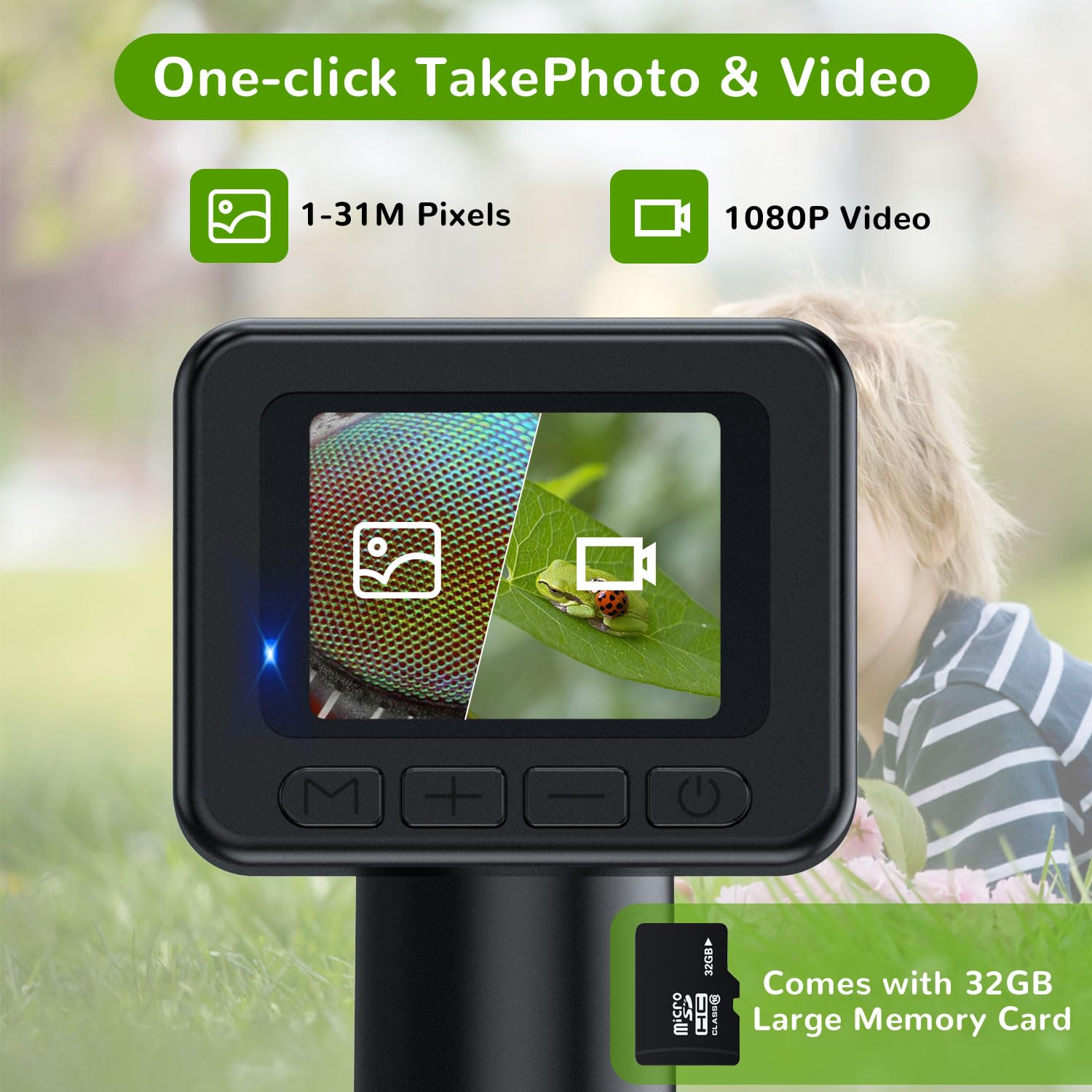 Imichi Microscope For Kids 50X 1000X Magnification  2 Inch Ips Hd Screen, 2 31Mp Photos, 1080P Video, 2 Hour Battery Life, Easy