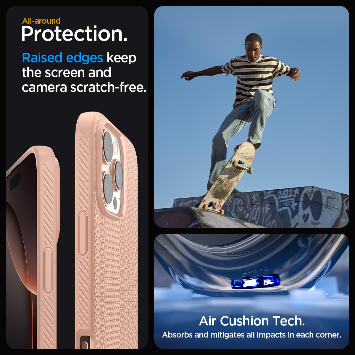 Spigen Liquid Air Designed For Iphone 16 Pro Max Case [Not Compatible With Magsafe], [Military Grade Protection]   Rose Titanium