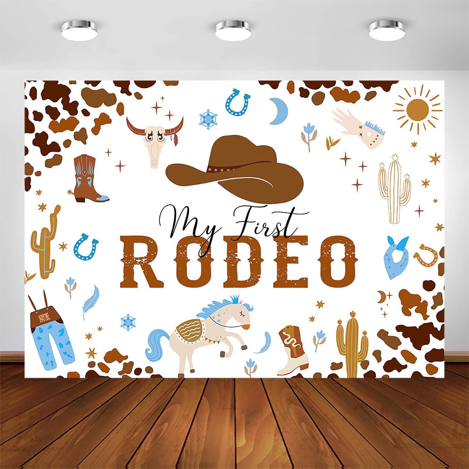 Avezano My First Rodeo Party Backdrop Western Cowboy And Cowgirl Theme 1St Birthday Party Decorations Wild West Rodeo Mexican Ca