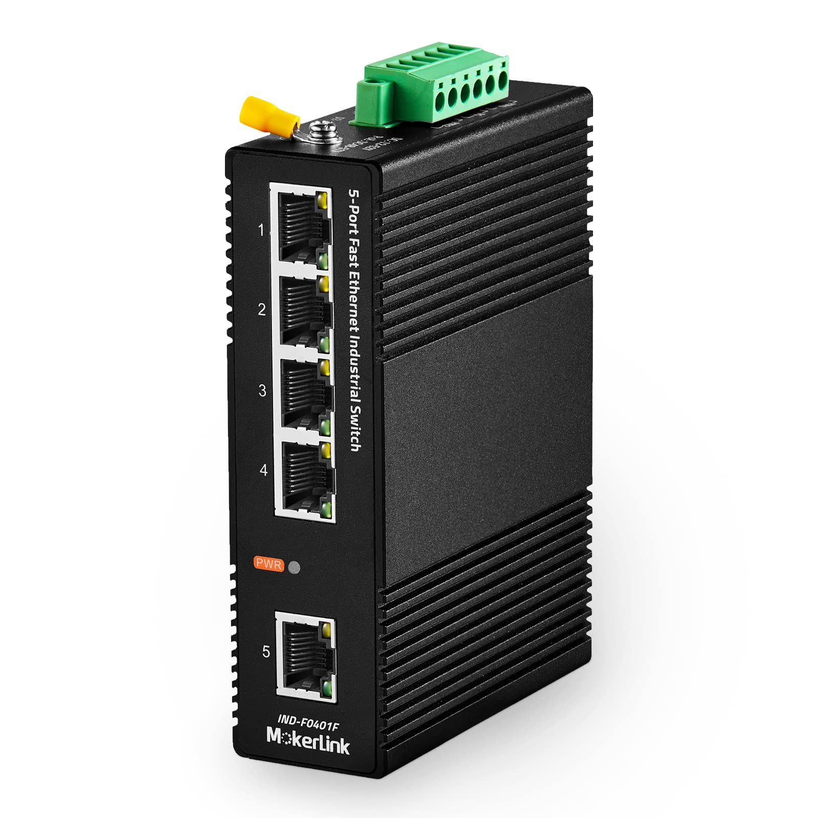 Mokerlink 5 Port Industrial Din Rail Network Switch, 10/100Mbps Fast Ethernet, Ip40 Rated Network Switch ( 40 To 185F), With Ul