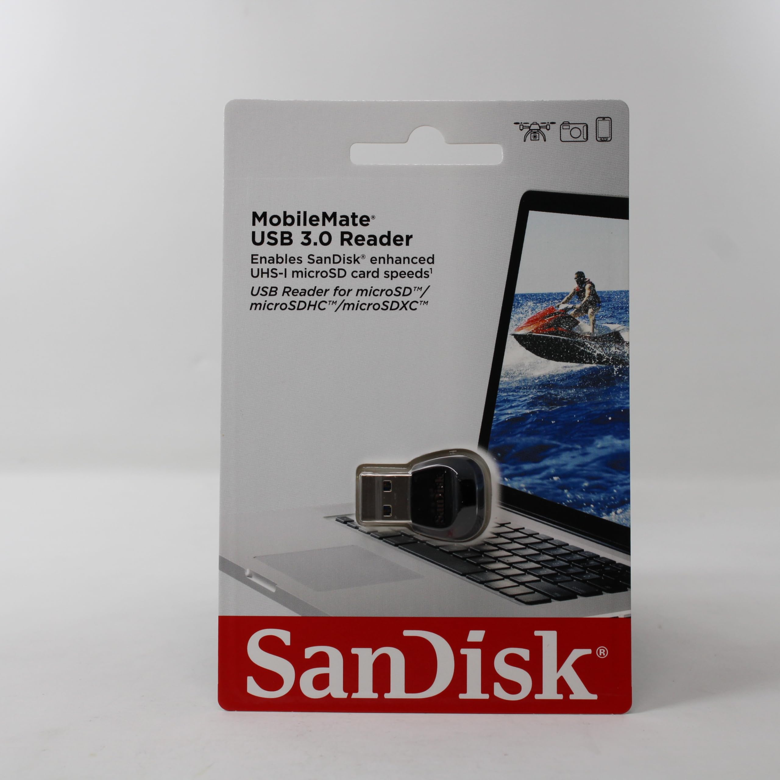 SanDisk MobileMate USB 3.0 Card Reader - microSD, USB 3.0 Type A, Black, Model SDDR-B531-AN6NN
