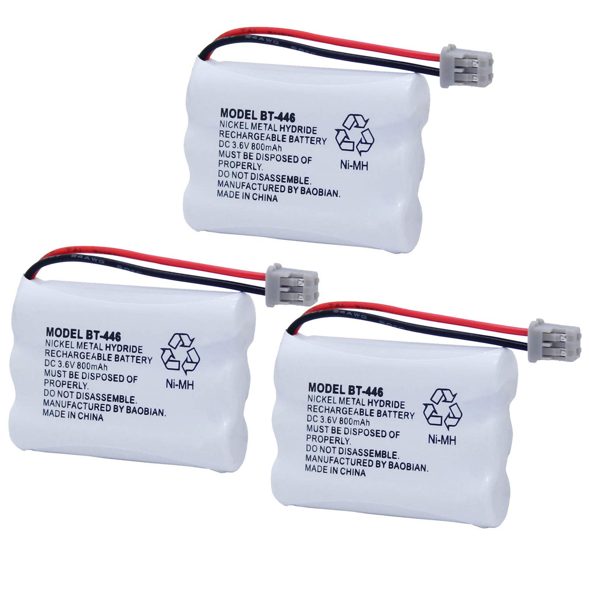 Baobian Bt 446 Bt446 Bt 504 Bt 1004 Bt 1005 Cordless Phone Battery Compatible With Uniden Uip1868 Tru8885 Tru885 2 Tru8888 Bbty0503001 Ge Tl26402 Cph 488B Handset Phone 3.6V 800Mah Ni Mh (3 Pack)