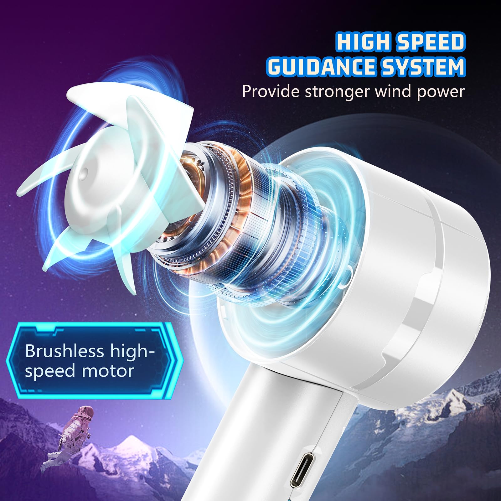 2Pcs Portable Handheld Fan Personal Fan Portable Neck Fan Small Rechargeable Fan Usb Mini Small Fan High Speed Motor Lasts 4 16