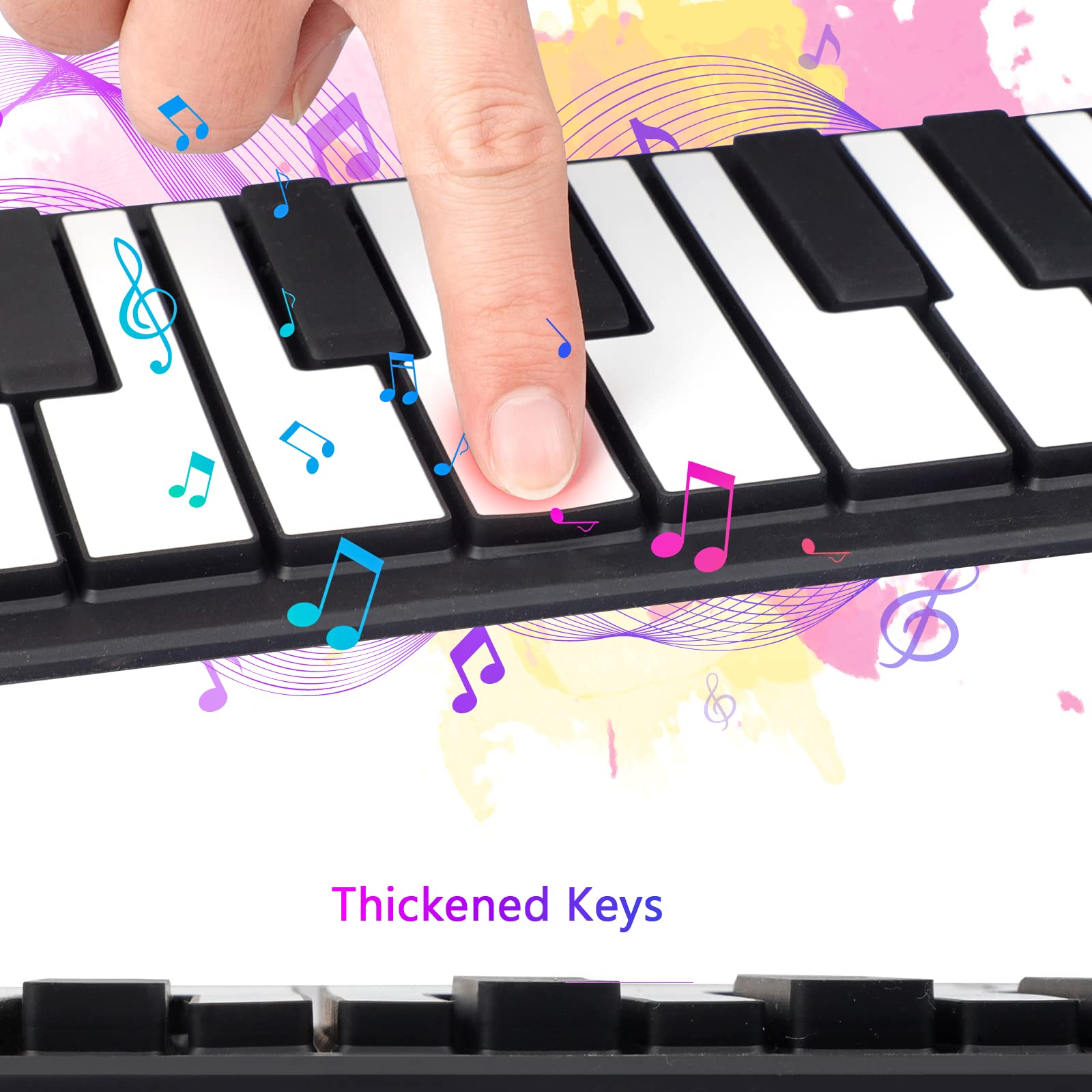 49 Keys Roll Up Piano With Carrying Bag, 8 Different Tones, Built In Rechargeable Lithium Battery, Built In 2W Speakers, Portabl