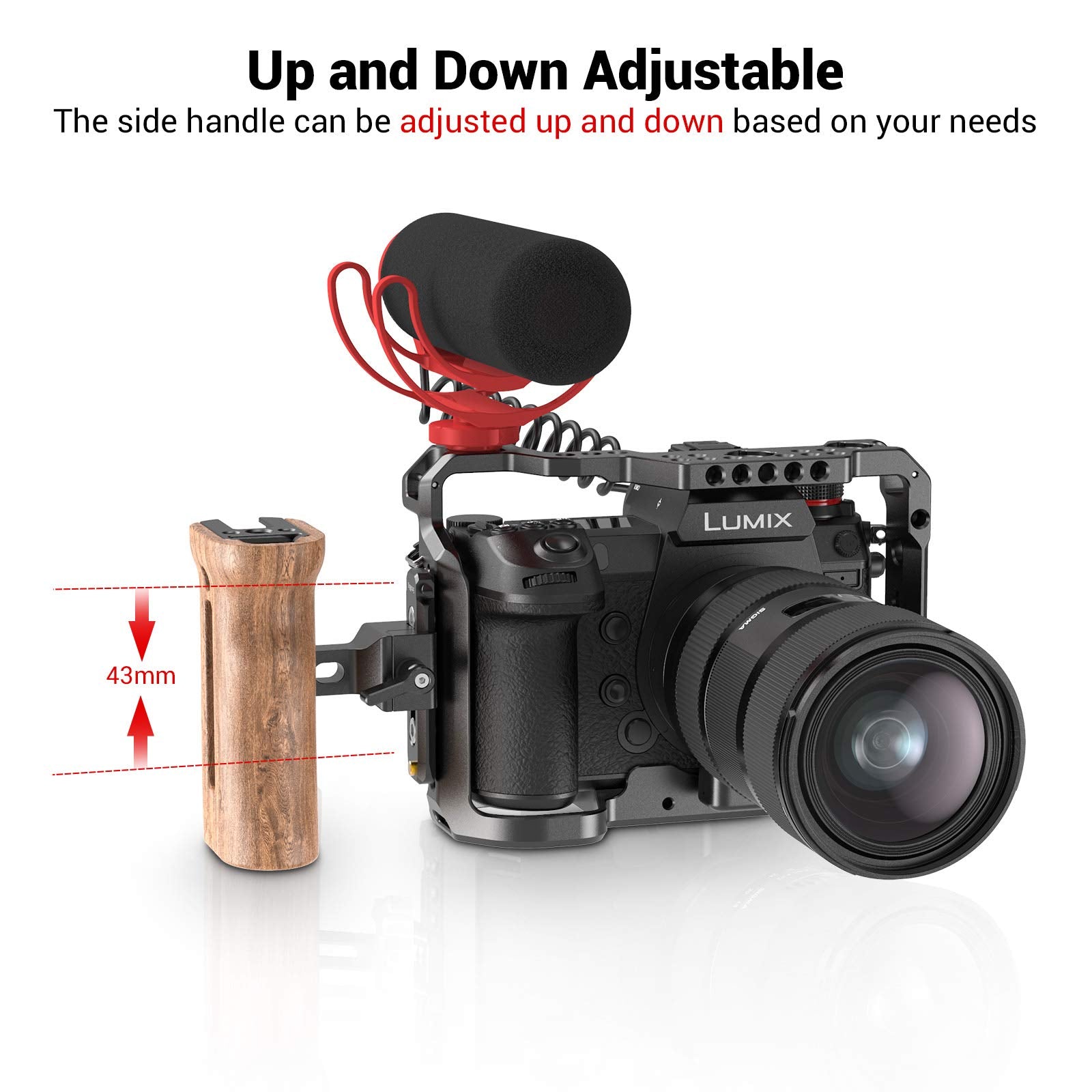 Smallrig Universal Side Wooden Nato Handle Grip Dslr Camera Cage W/Cold Shoe Mount Built-In Wrench, Threaded Holes - 2187