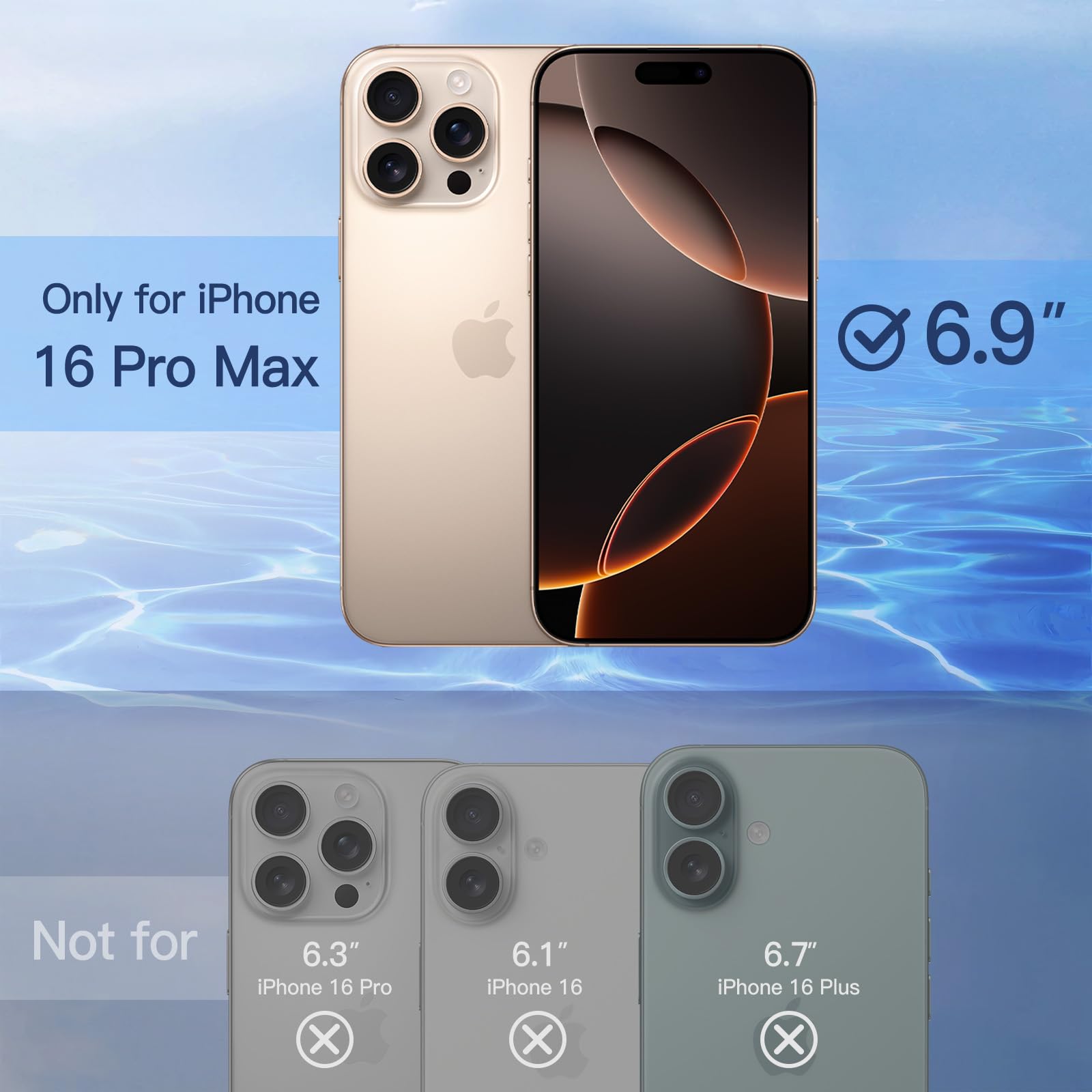 Jetech Privacy Screen Protector For Iphone 16 Pro Max 6.9 Inch, Anti Spy Tempered Glass Film With Easy Installation Tool, 2 Pack