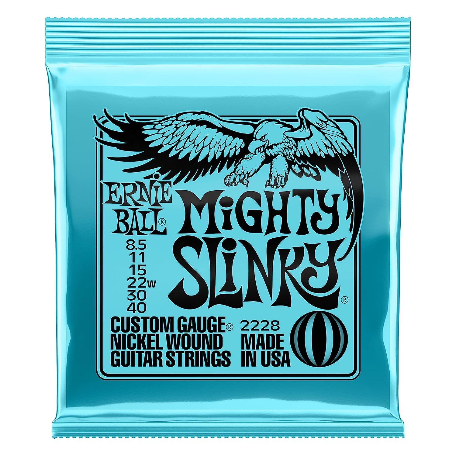 Ernie Ball Mighty Slinky Nickelwound Electric Guitar Strings 8.5 40 Gauge