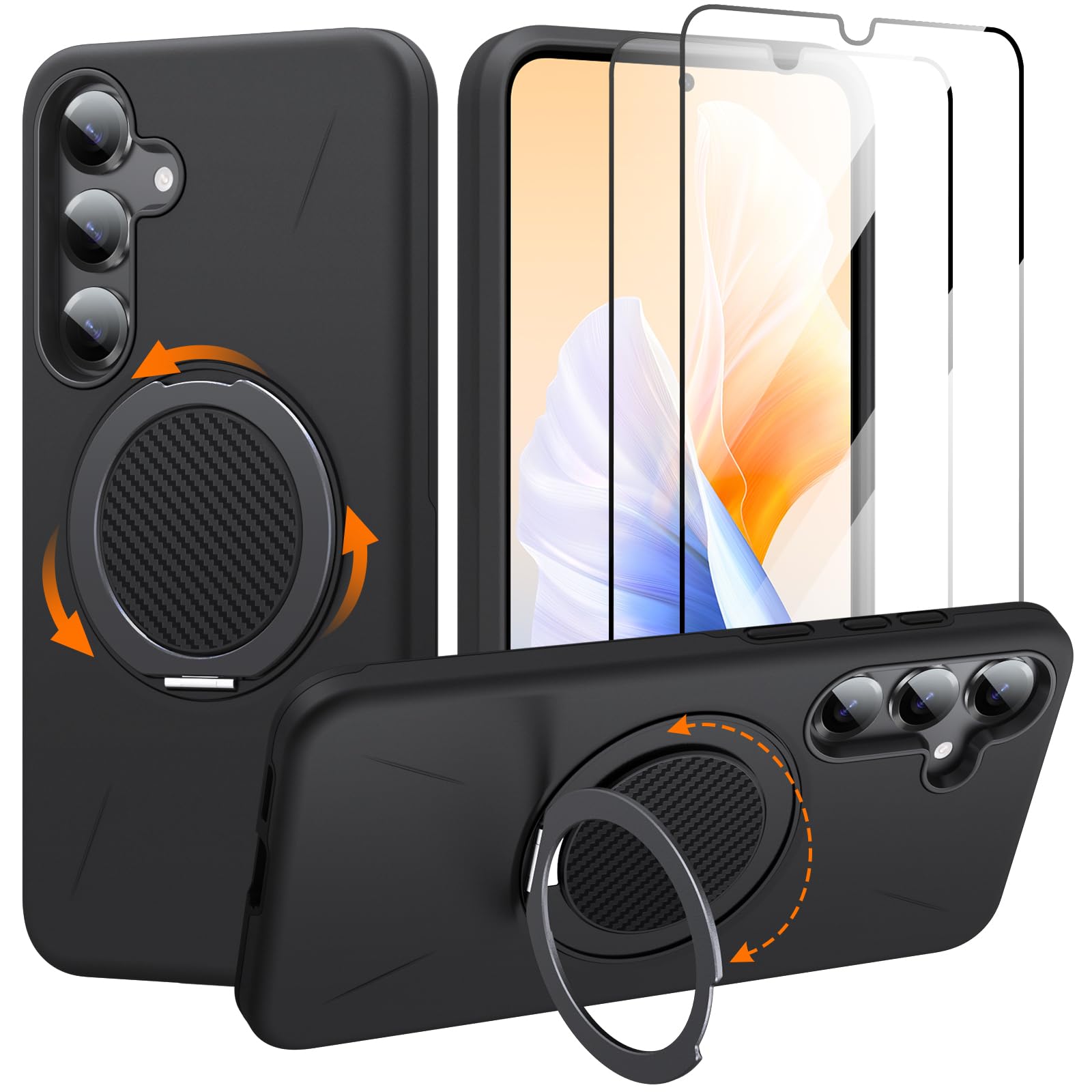 Imuruktek for Samsung Galaxy S24 Plus Case/S25 Plus Case with 2 Screen Protectors, 360 Rotatable Stand & Magnetic Case for S25 P
