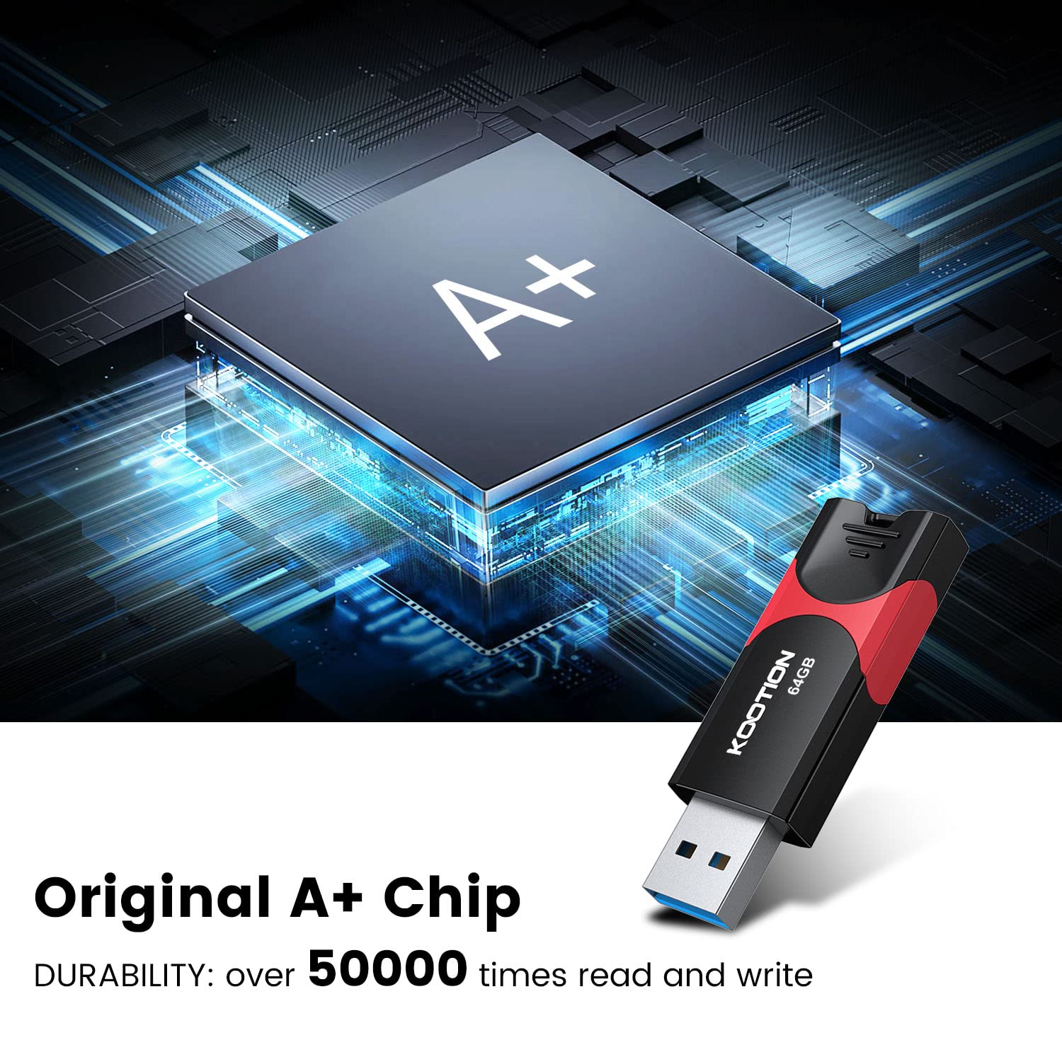 Kootion Flash Drive 64 Gb Usb 3.0 Flash Drive Thumb Drive Retractable 64G Memory Stick Ultra High Speed Usb Stick Jump Drive Rug