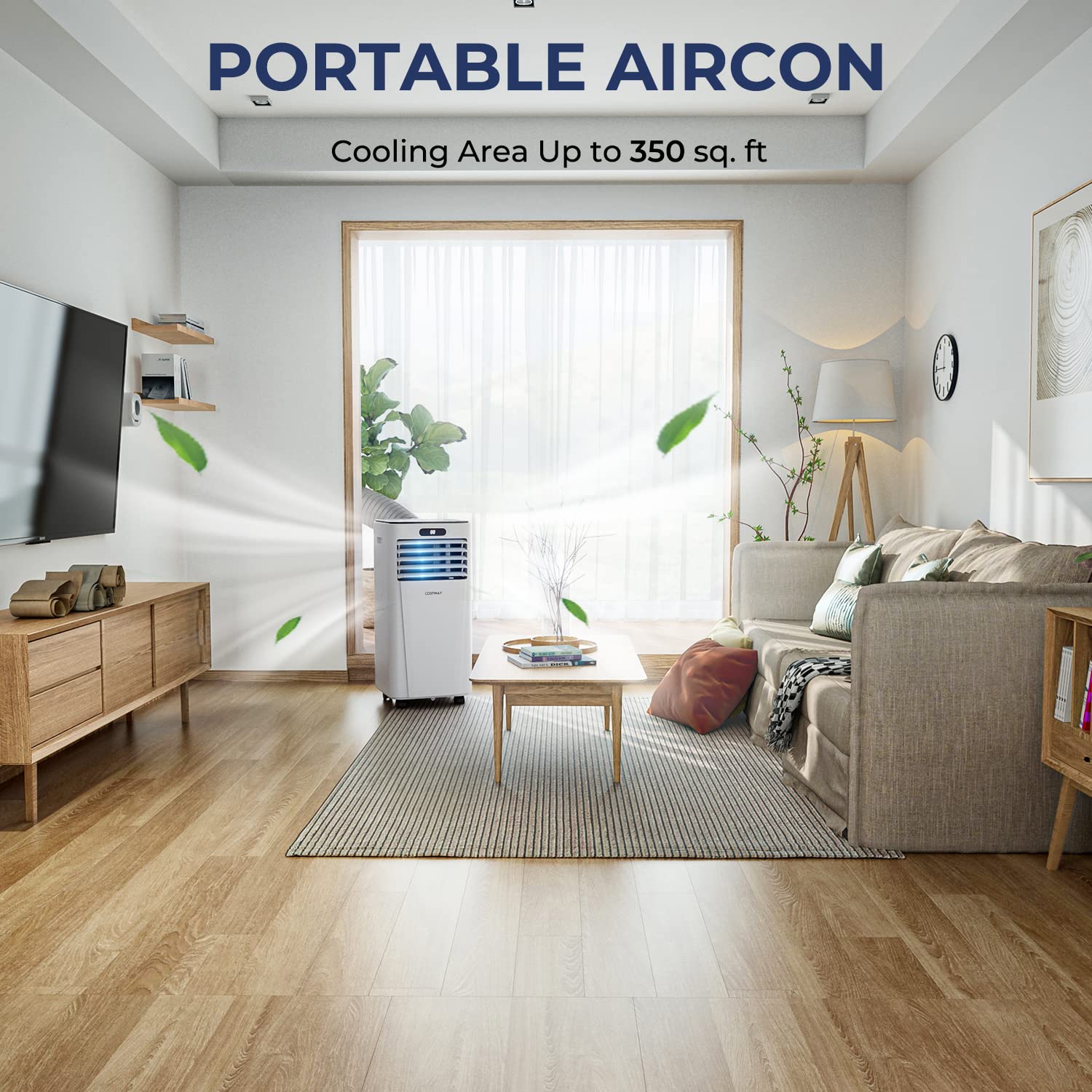 Costway Portable Air Conditioner, 10000Btu Air Cooler With Drying, Fan, Sleep Mode, 2 Speeds, 24H Timer Function, Remote Control