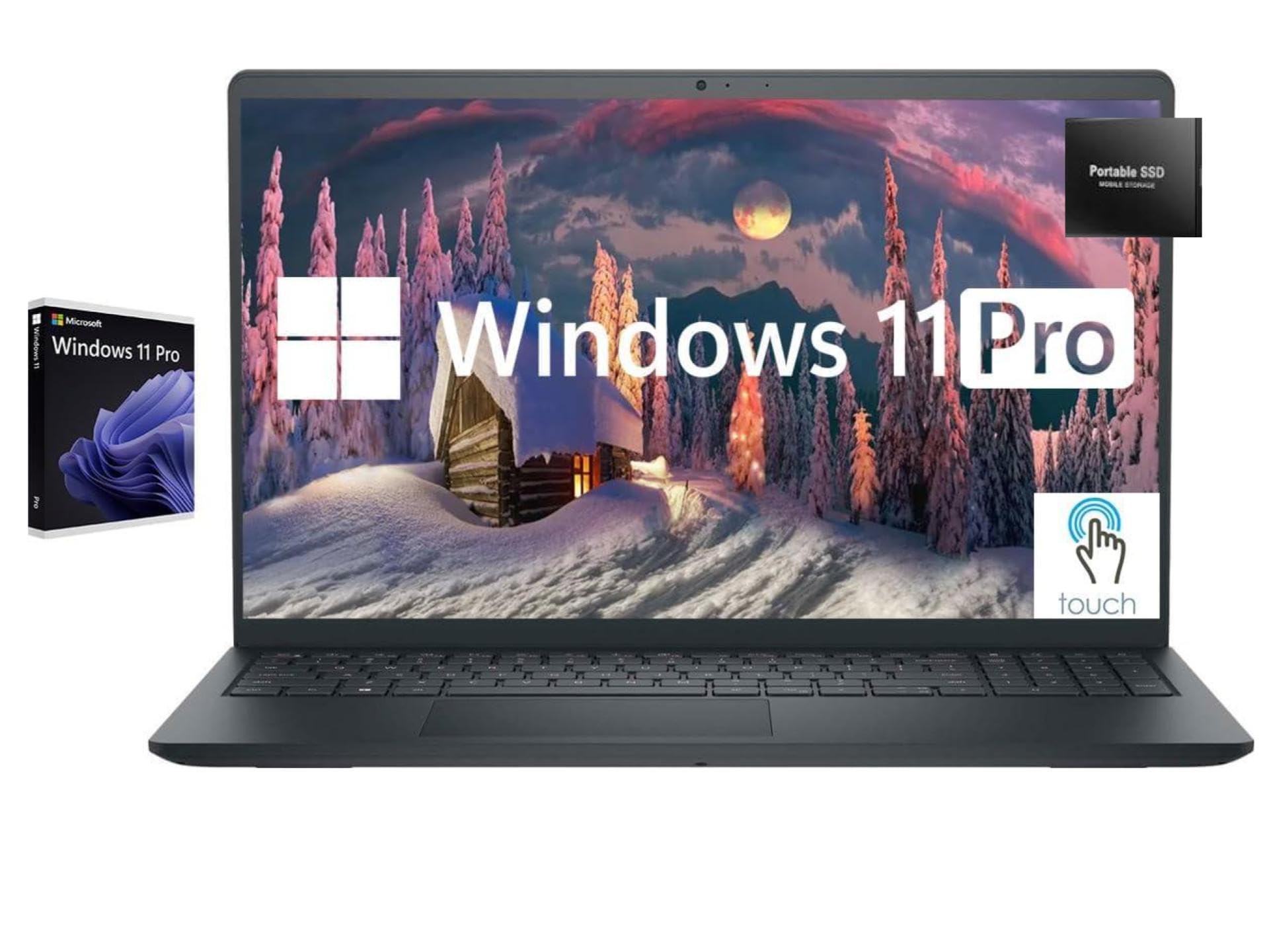 Dell Inspiron Touchscreen Laptop, 15.6 Full HD IPS Display, AMD Ryzen 5 7530U Processor, Windows 11 Pro Laptop, 2TB Storage(1TB 