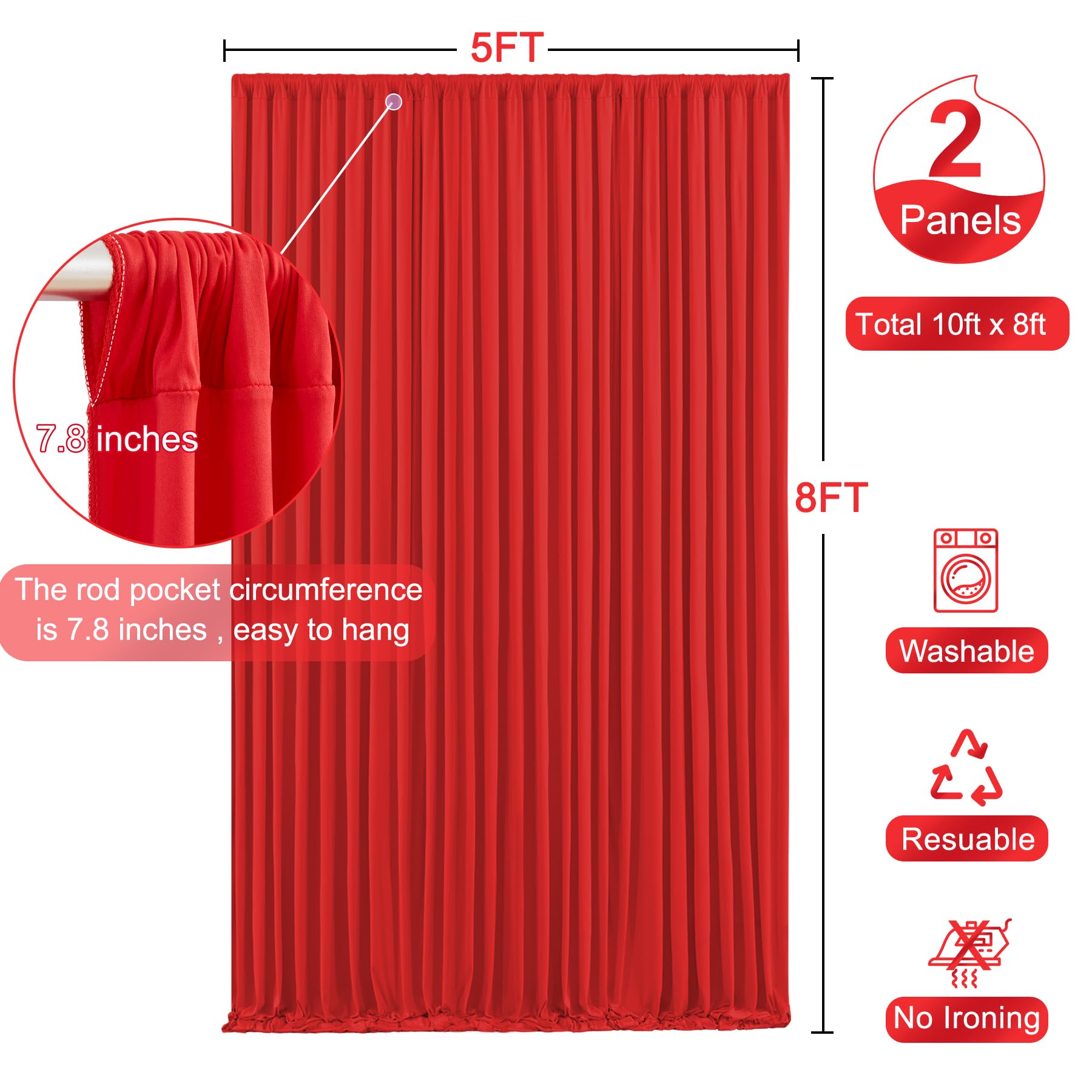 Red Backdrop Curtain For Parties Wedding Wrinkle Free Red Photo Curtains Backdrop Drapes Fabric Decoration For Birthday Party Ba