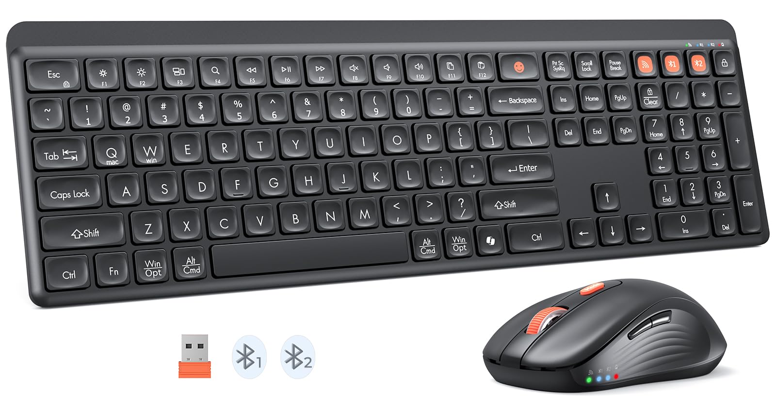 MEETION Bluetooth Keyboard and Mouse Combo, Silent MultiDevice, Black