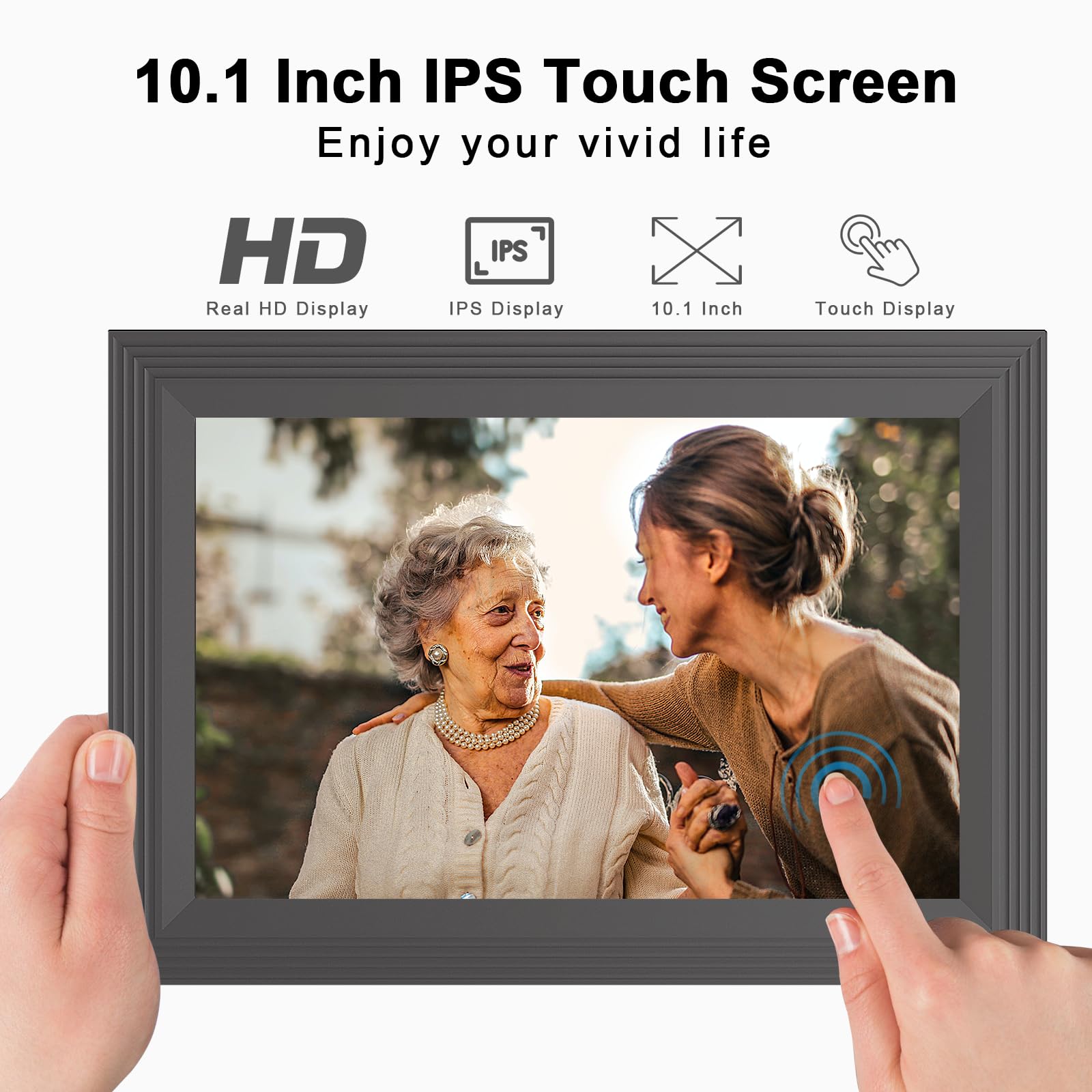 Forc Digital Picture Frame Wifi 10.1 Inch Digital Photo Frame With Ips Hd Touch Screen, Electronic Picture Frame, Auto Rotate, E