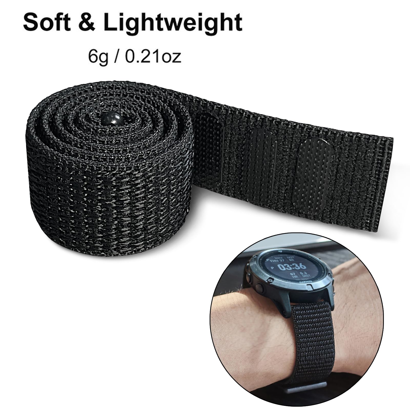 Ahxll Hook And Loop Watch Band Compatible With Garmin Fenix 8 47Mm/Epix Pro 47Mm/ Fenix E 47Mm/Fenix 7/Fenix 6/Epix Gen 2/Fenix 5/Instinct, 22Mm Nylon Sport Wristband Strap (Black+Army Green)