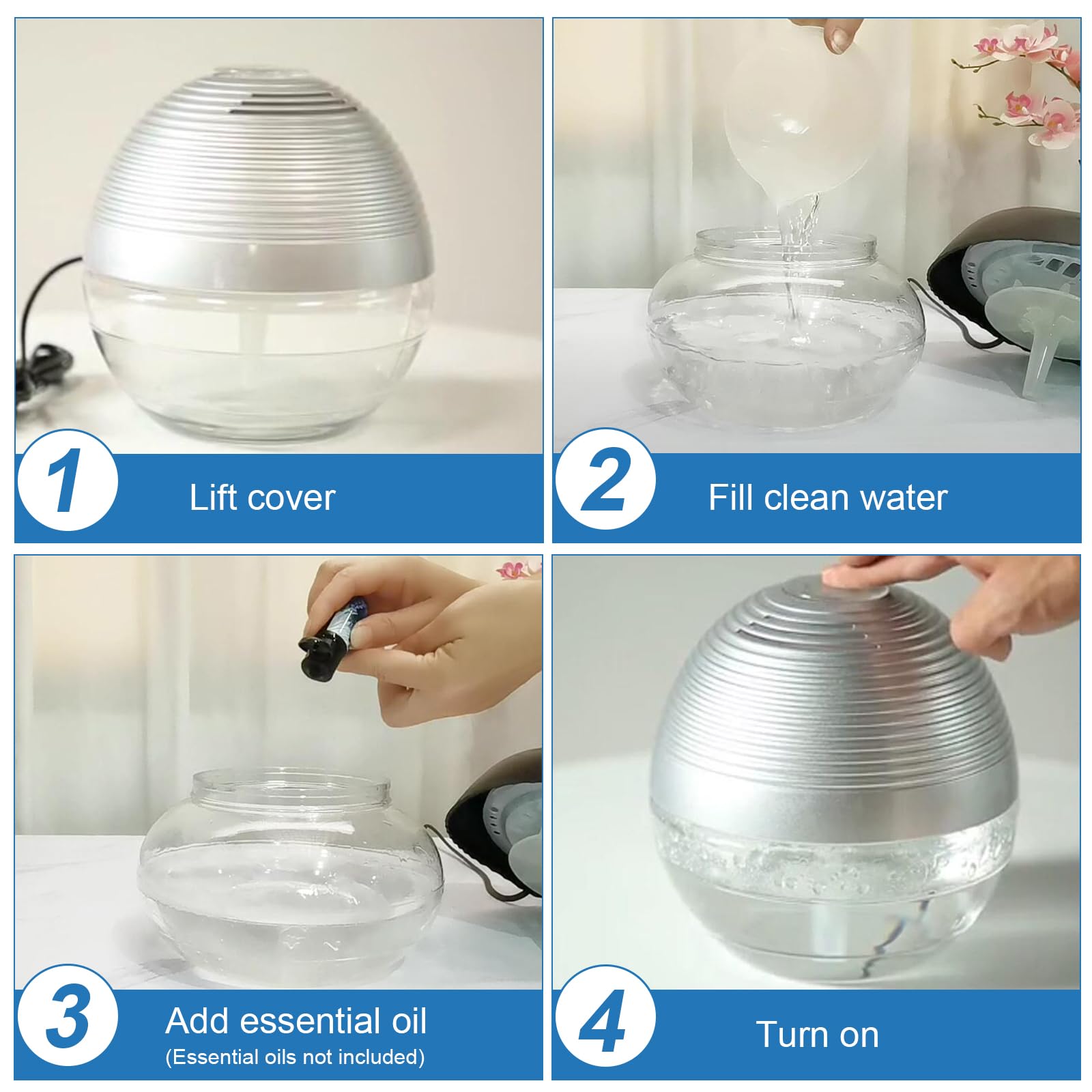 Ap Airpleasure Water-Based Purifier Air Washer, Air Revitalizer & Freshener, Air Fresher With 6 Colorful Lights For Rooms (Black