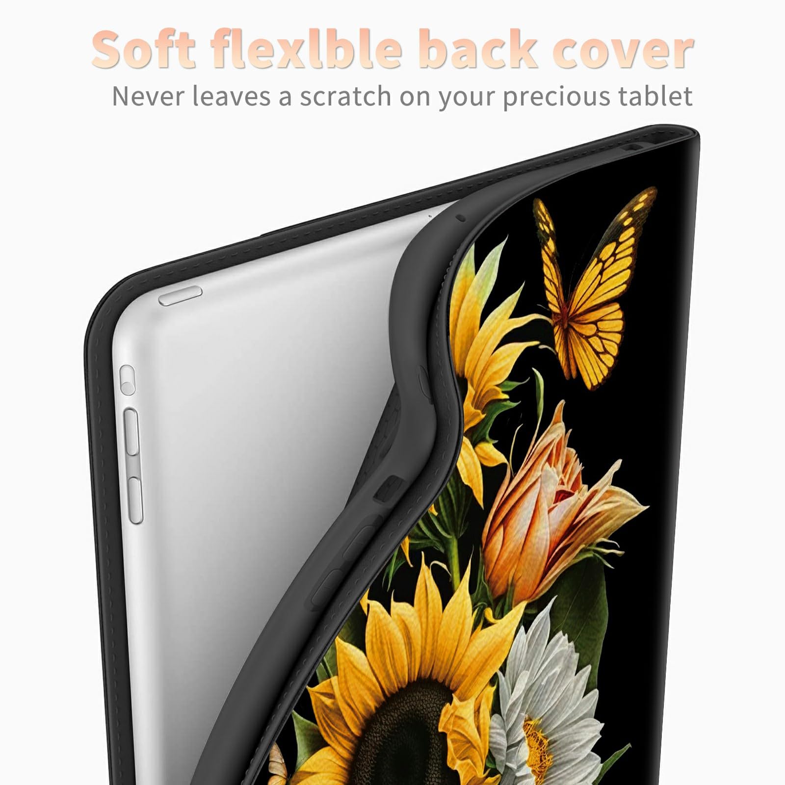 Sunflowers Butterfly Case For All New Kindle Fire Hd 10 & 10 Plus Tablet (11Th Generation, 2021 Release), Pu Leather Folding Sta